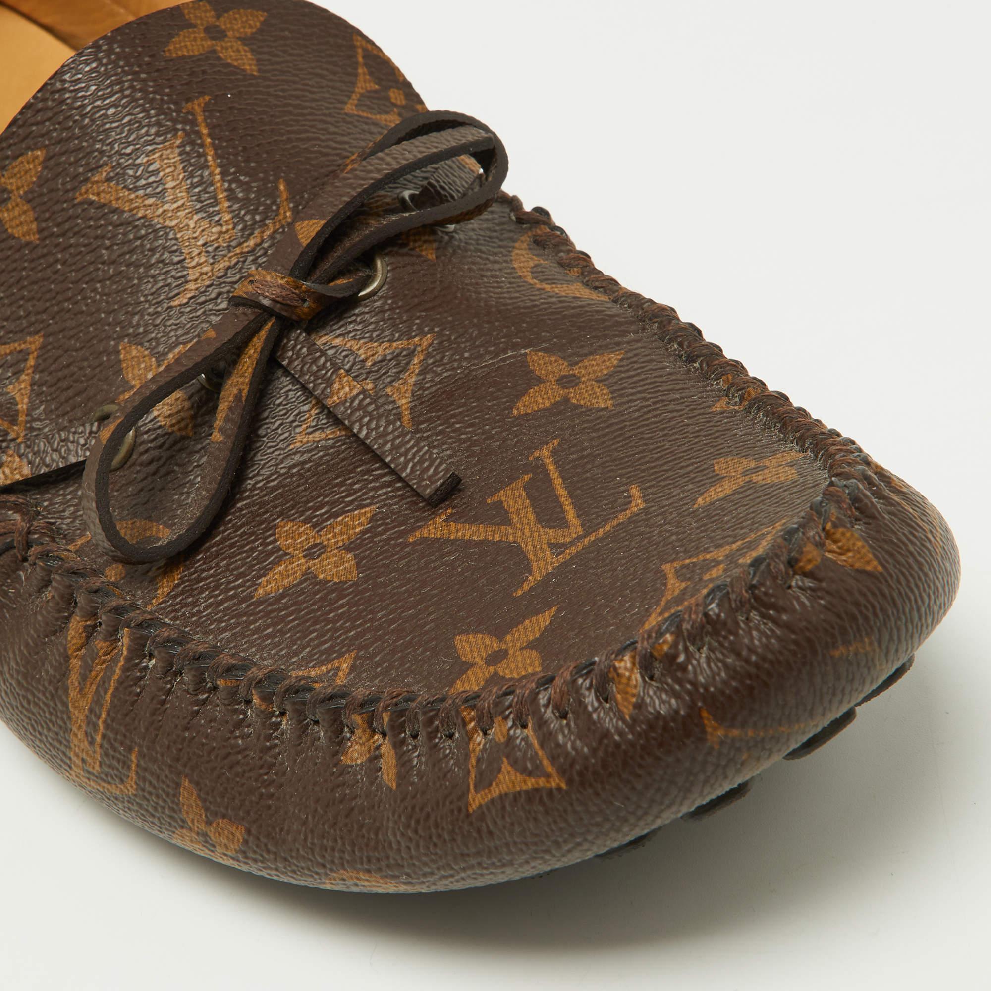 Women's Louis Vuitton Brown Monogram Canvas Slip On Loafers Size 42.5