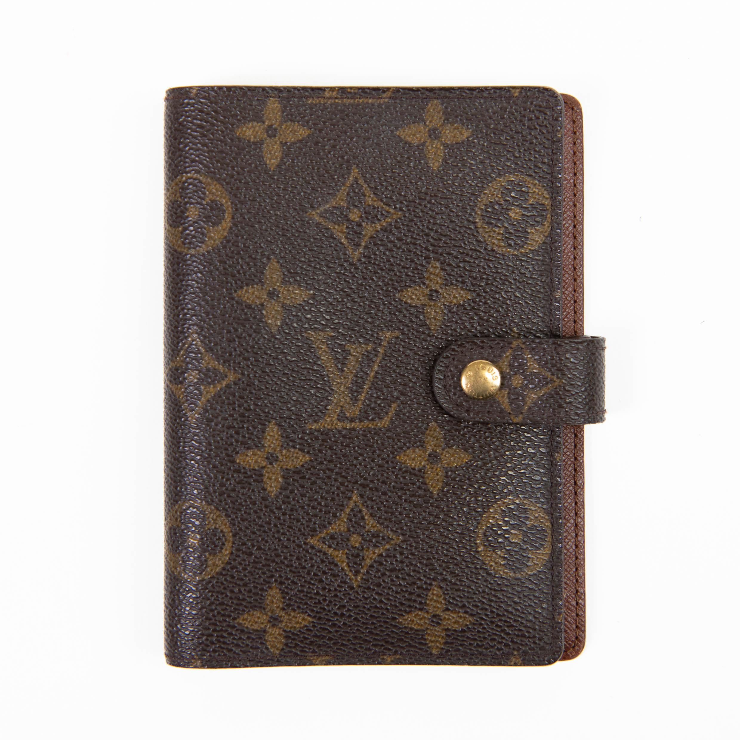 Black Louis Vuitton Brown Monogram Canvas Small Ring Agenda Cover
