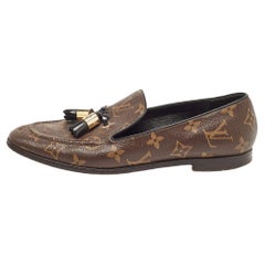 Louis Vuitton Brown Monogram Canvas Society Loafers Size 38.5