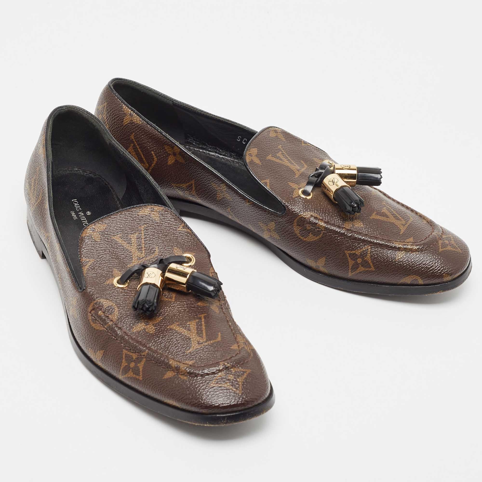 Louis Vuitton Brown Monogram Canvas Society Loafers Size 40 1