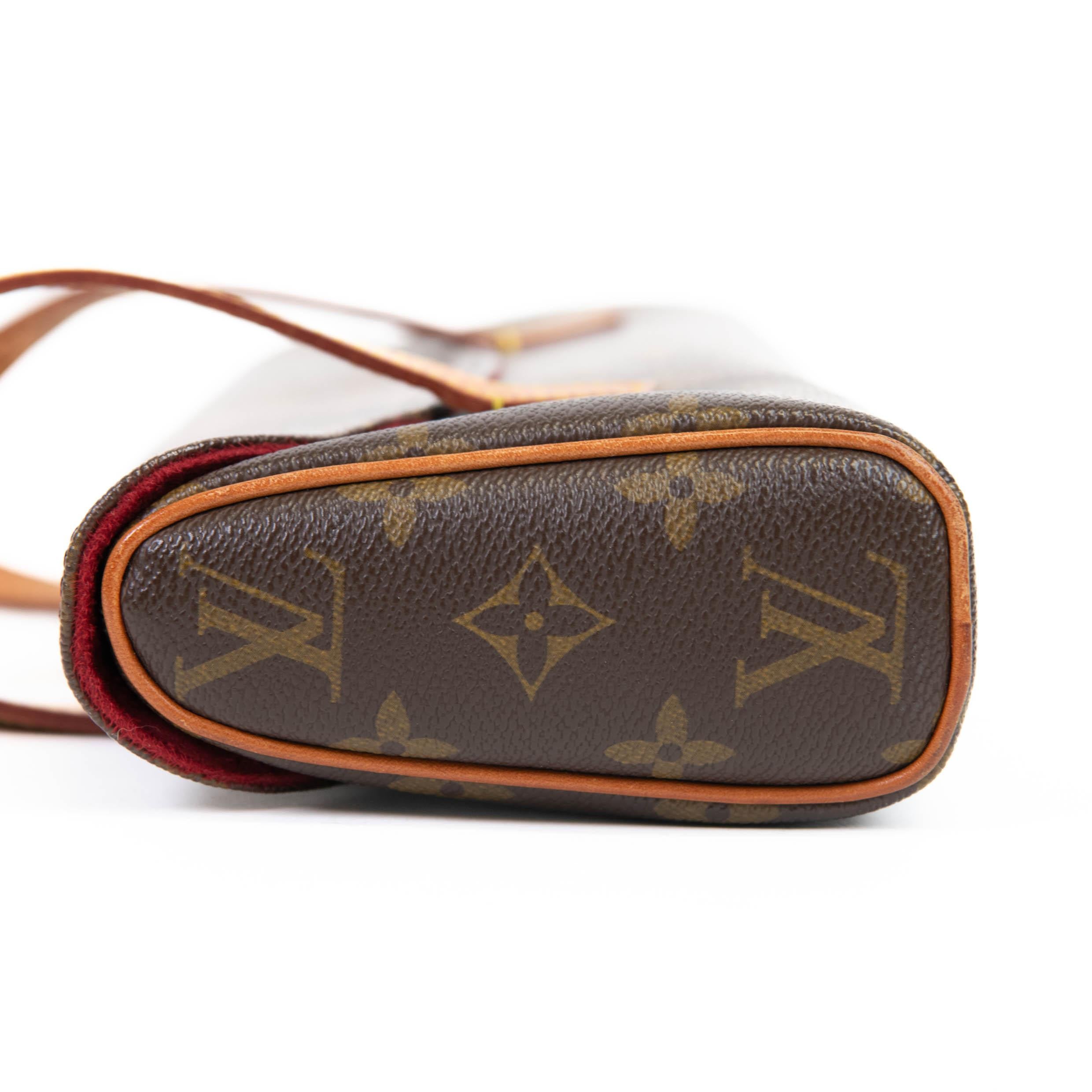 Louis Vuitton Brown Monogram Canvas Sonatine Tote Bag In Good Condition In Corona Del Mar, CA