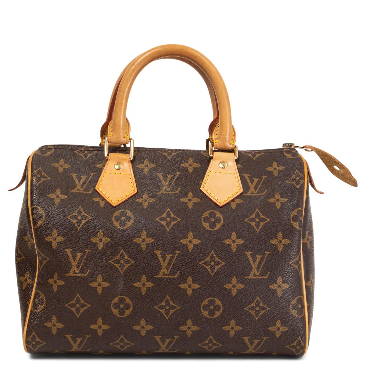 Black LOUIS VUITTON brown Monogram canvas SPEEDY 25 Bag