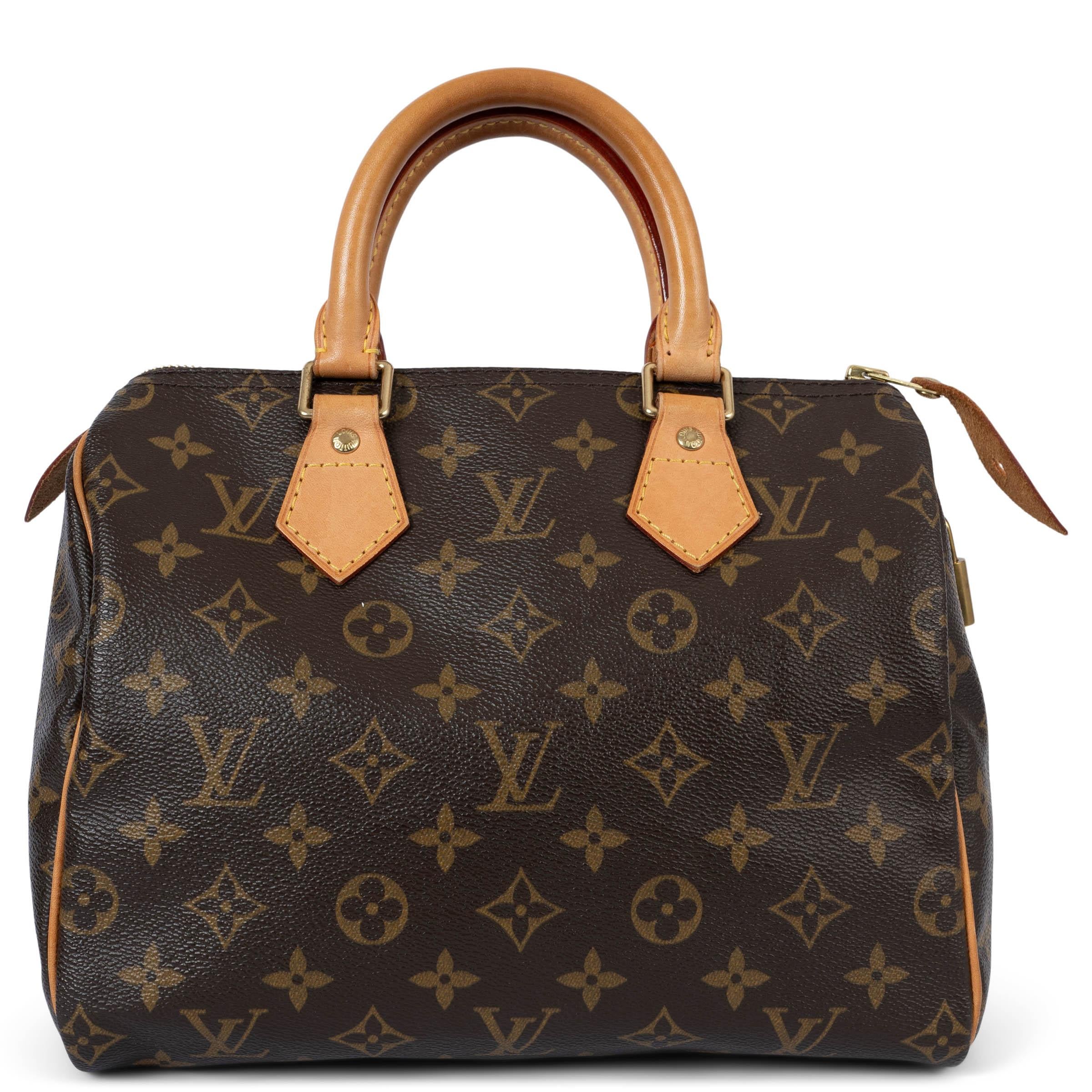 Black LOUIS VUITTON brown Monogram canvas SPEEDY 25 Bag + STRAP