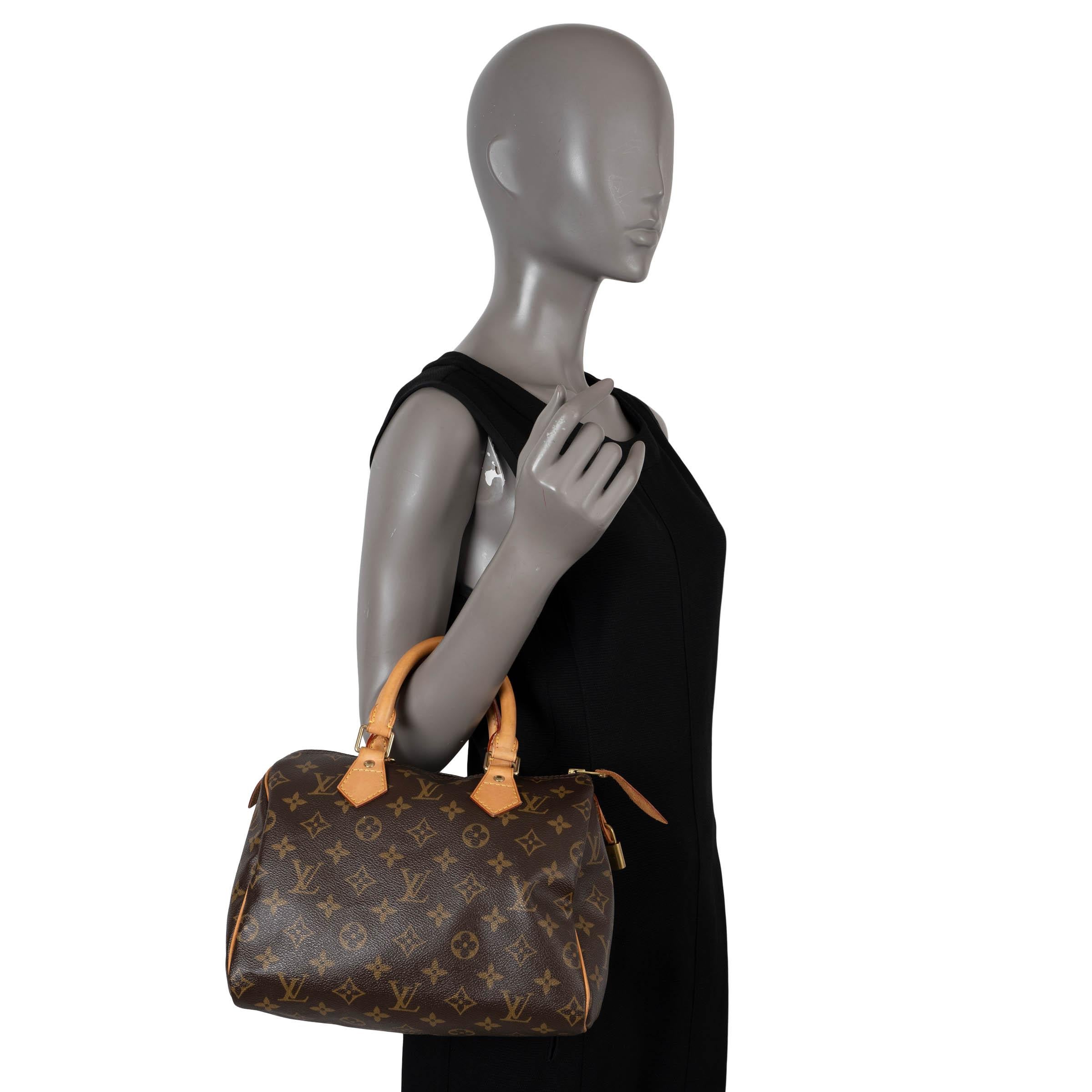 LOUIS VUITTON brown Monogram canvas SPEEDY 25 Bag + STRAP 3