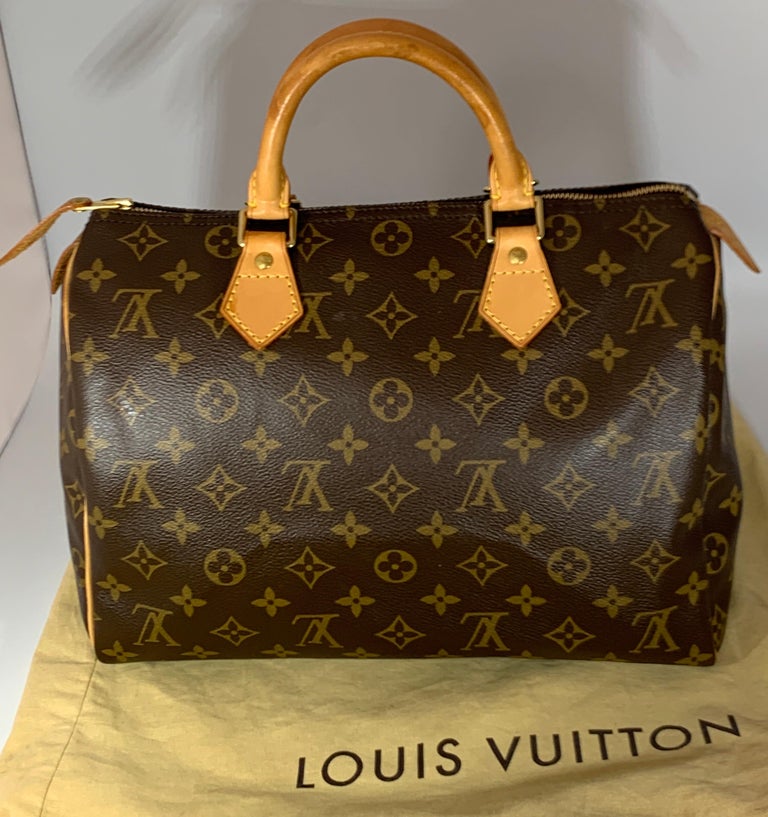 Louis Vuitton Speedy 30 Women's Authentic Pre Owned Custom Painted Handbag Dual Top Handles Brown, Red, Blue, Yellow Luxury Monogram Canvas