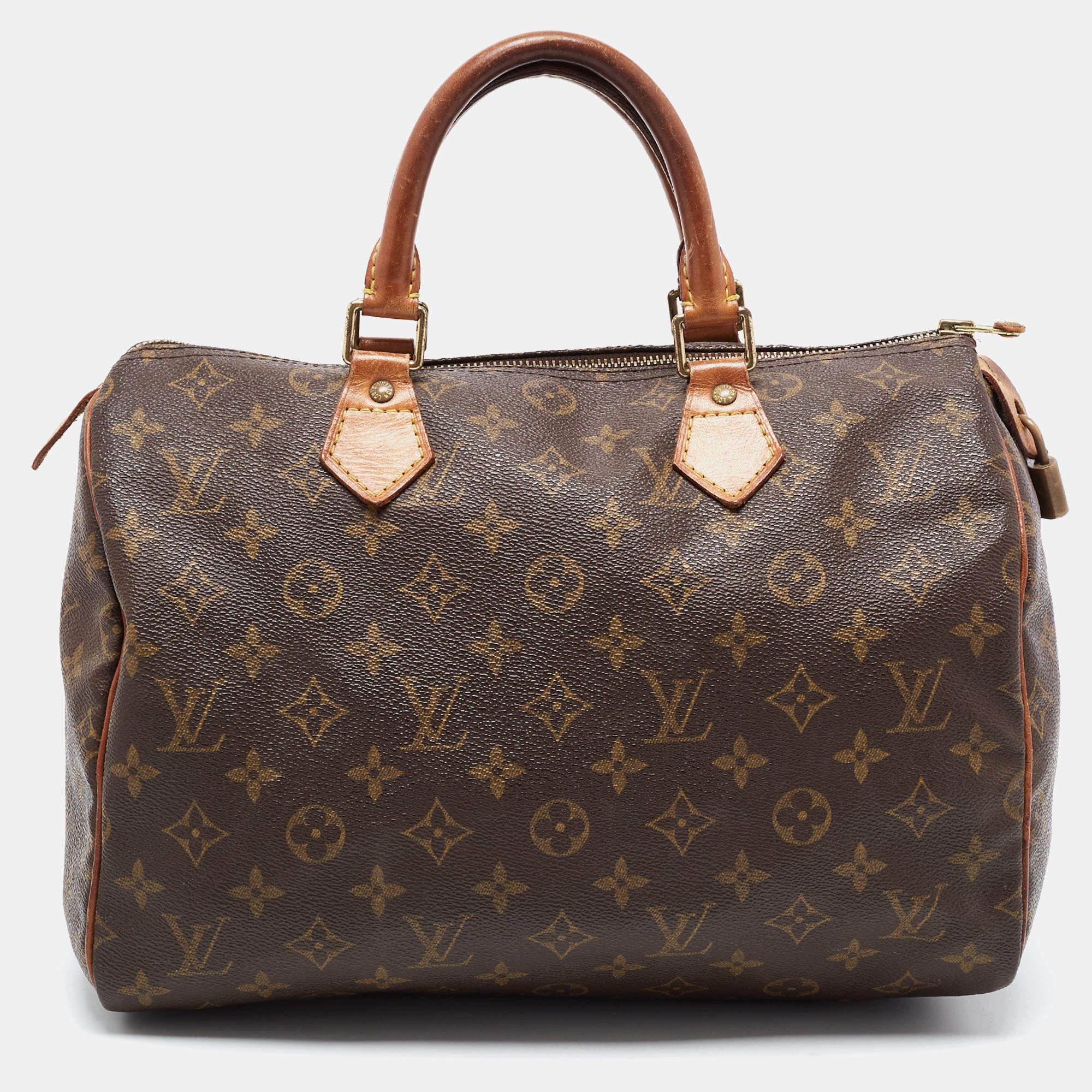 Louis Vuitton Speedy 30 Top Handle Bag aus Segeltuch mit braunem Monogramm 6