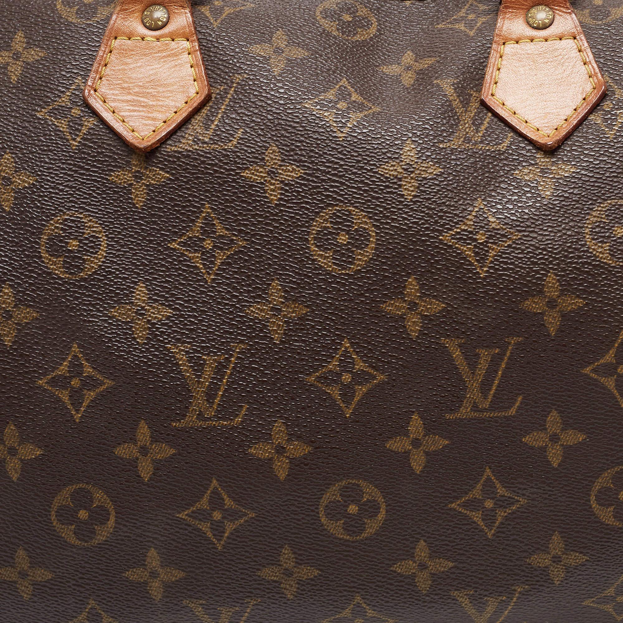 Louis Vuitton Speedy 30 Top Handle Bag aus Segeltuch mit braunem Monogramm 7