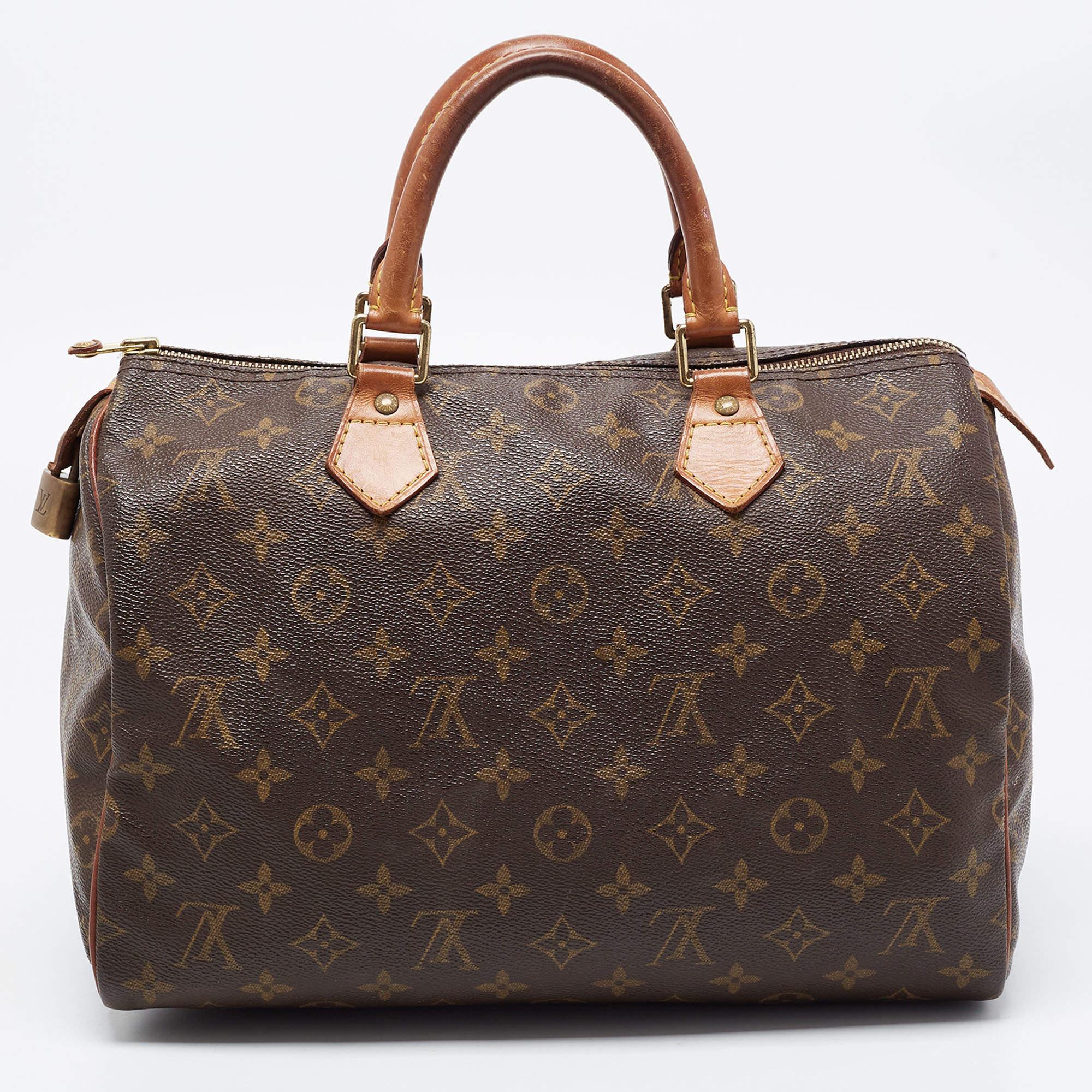 Louis Vuitton Speedy 30 Top Handle Bag aus Segeltuch mit braunem Monogramm 8