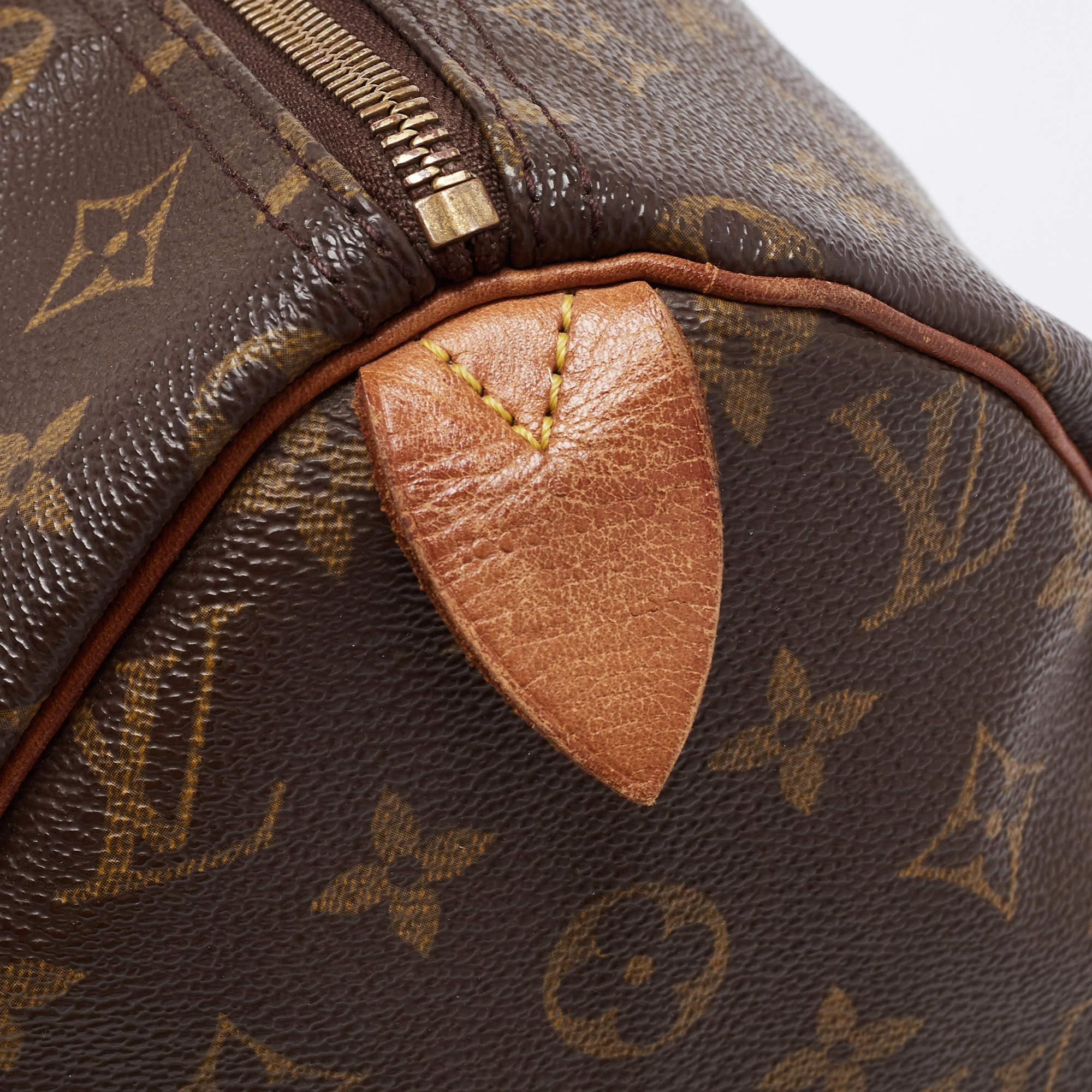 Louis Vuitton Speedy 30 Top Handle Bag aus Segeltuch mit braunem Monogramm 9