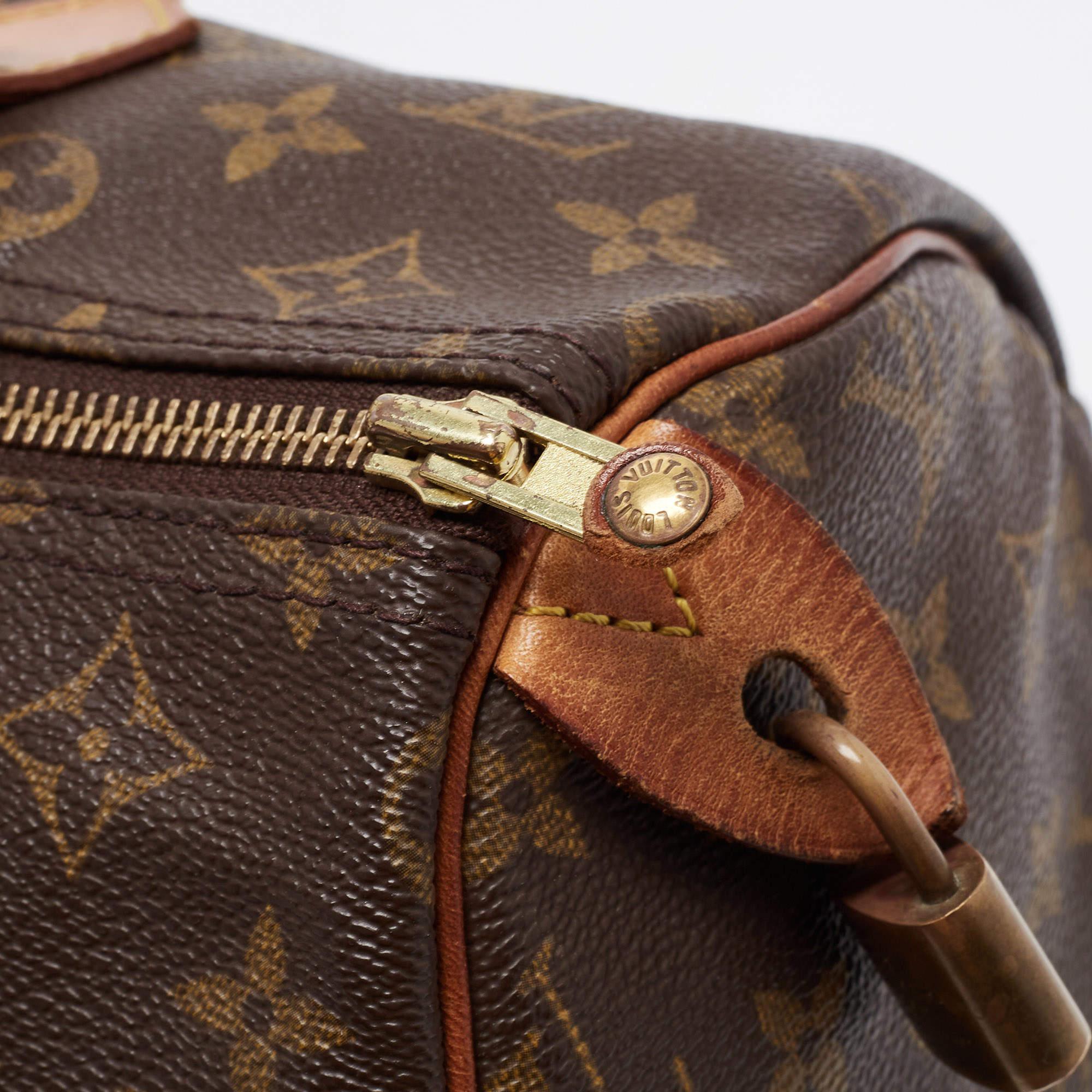 Louis Vuitton Speedy 30 Top Handle Bag aus Segeltuch mit braunem Monogramm 11