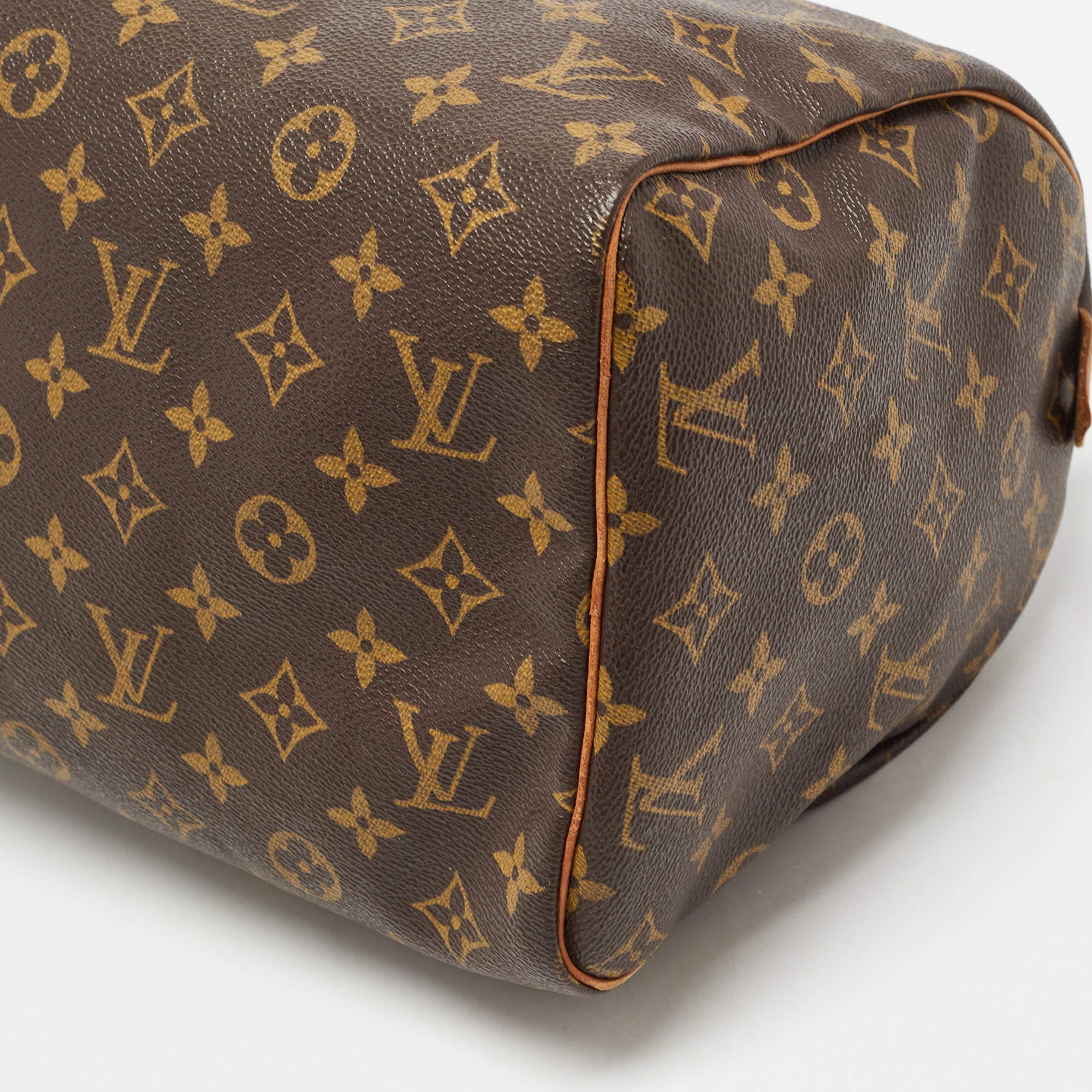 Louis Vuitton Brown Monogram Canvas Speedy 30 Top Handle Bag 14