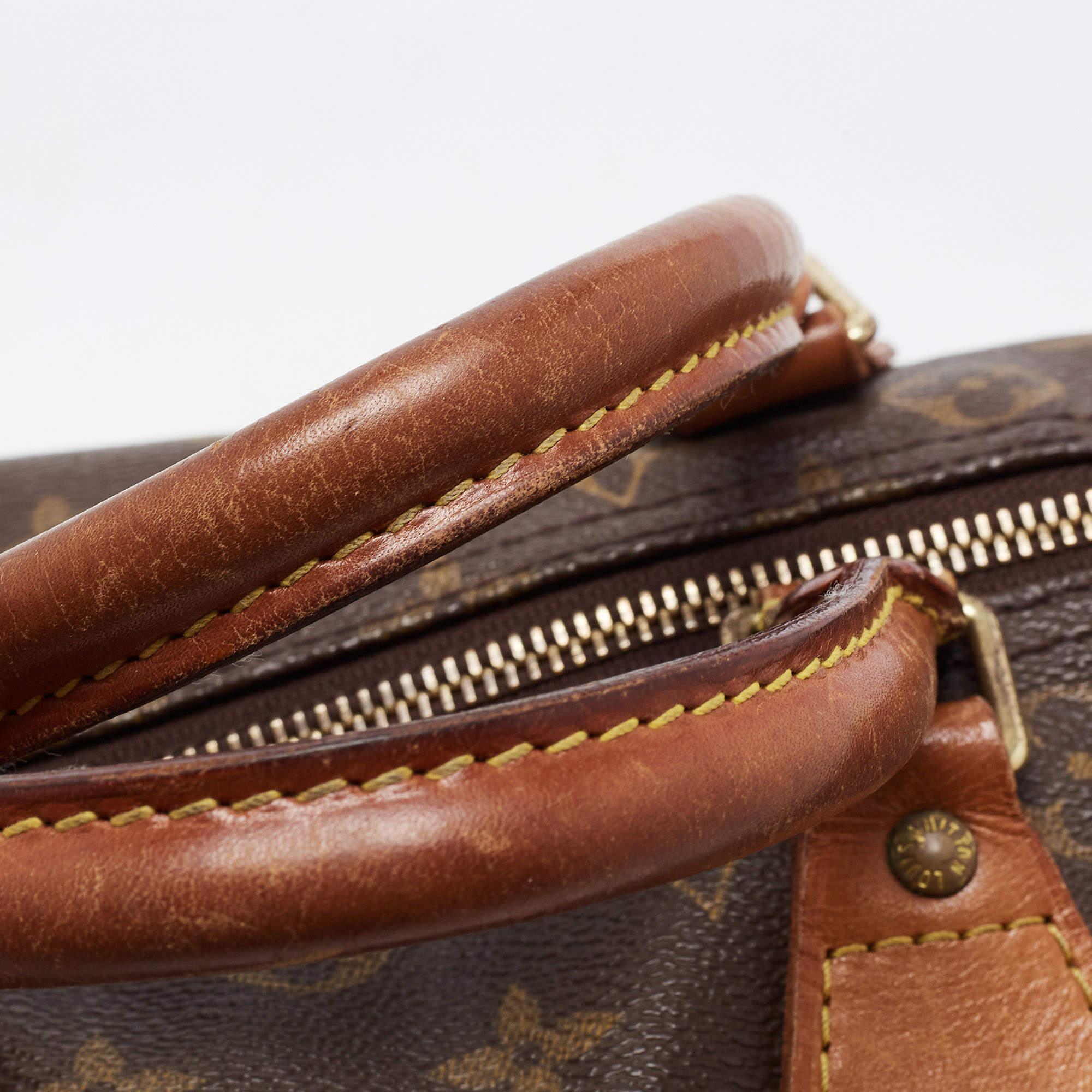 Louis Vuitton Speedy 30 Top Handle Bag aus Segeltuch mit braunem Monogramm 14
