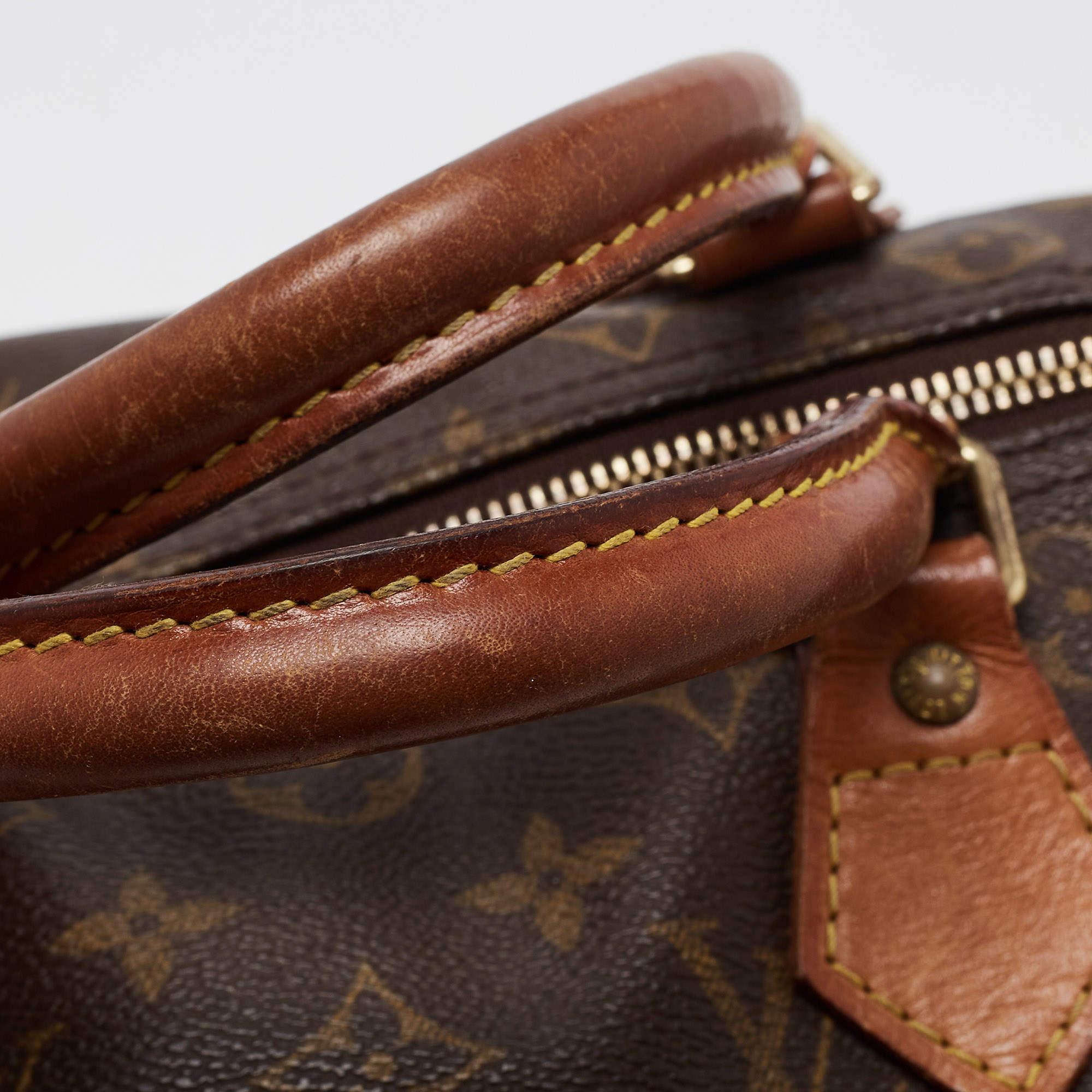 Louis Vuitton Speedy 30 Top Handle Bag aus Segeltuch mit braunem Monogramm 15