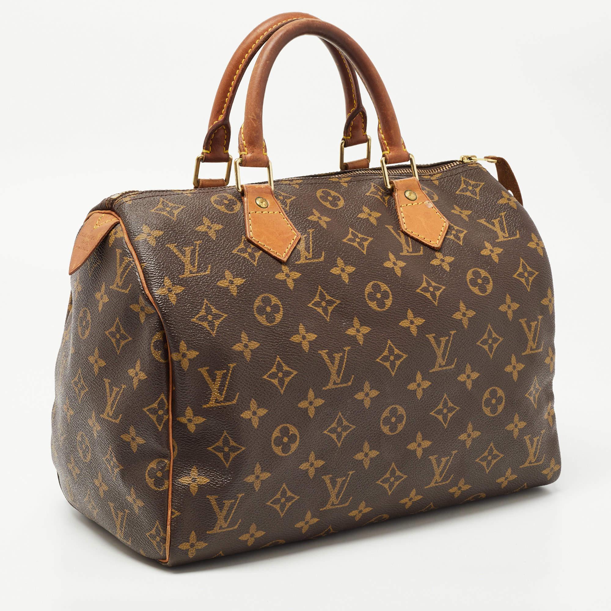 Women's Louis Vuitton Brown Monogram Canvas Speedy 30 Top Handle Bag