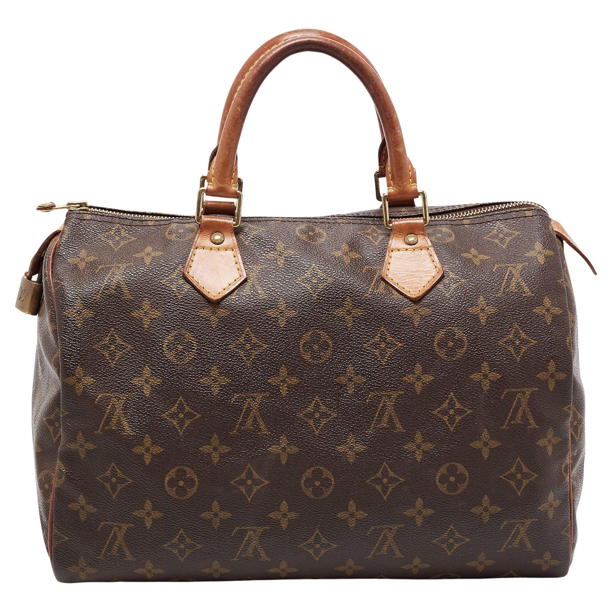 Louis Vuitton Speedy 30 Top Handle Bag aus Segeltuch mit braunem Monogramm