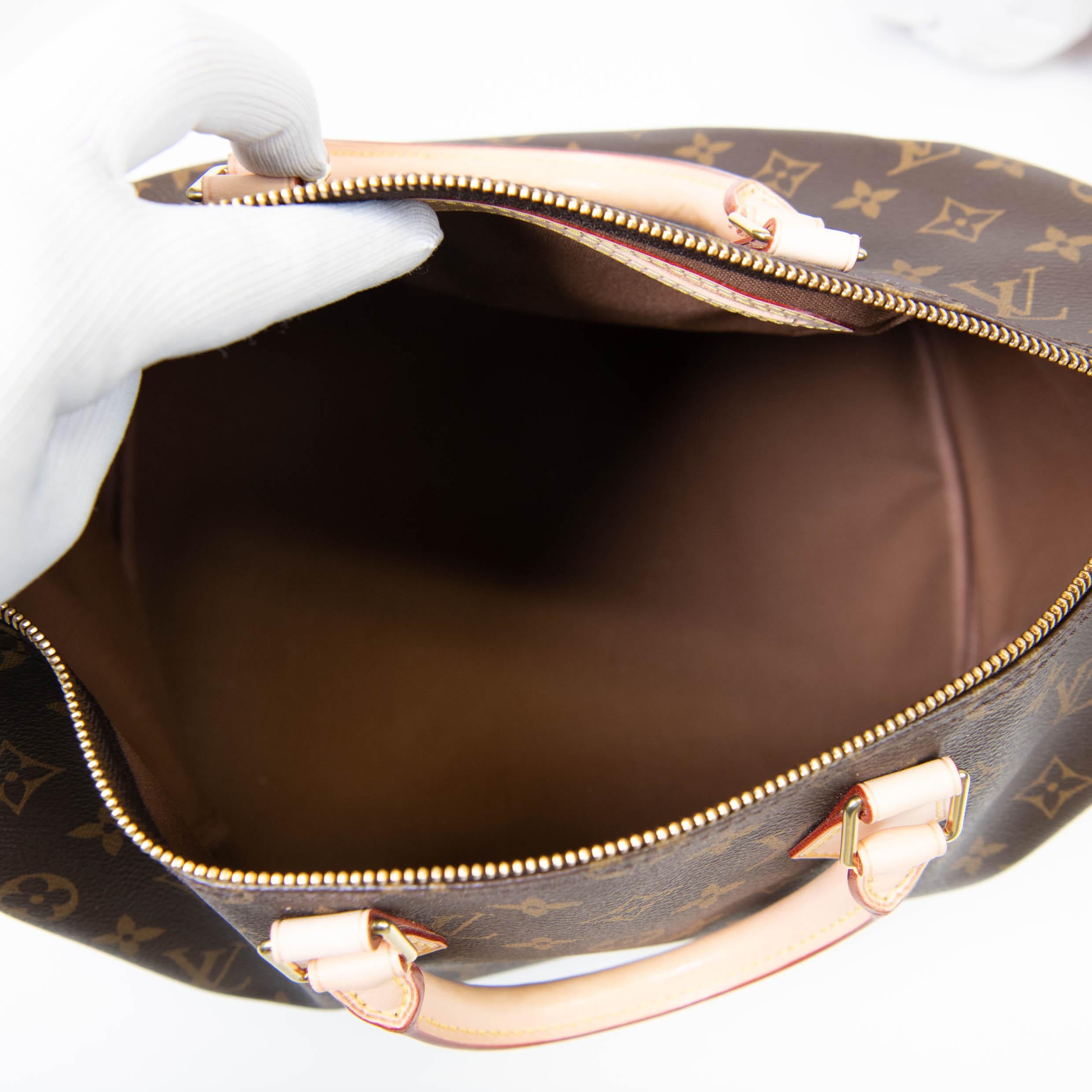 Black Louis Vuitton Brown Monogram Canvas Speedy 35 For Sale