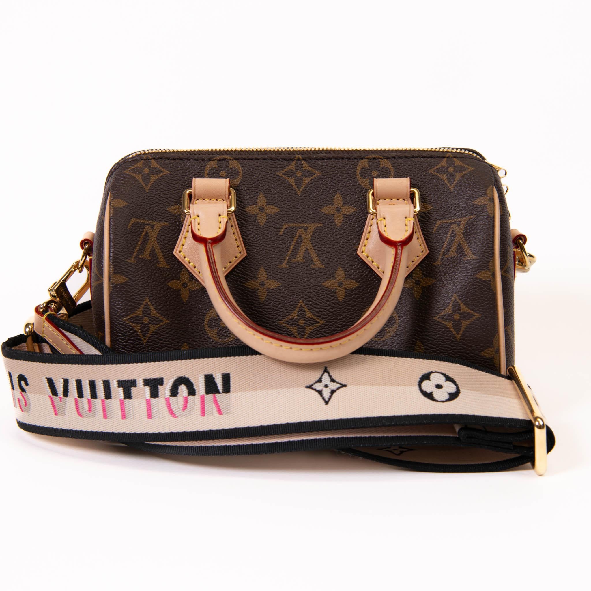 Bolso Louis Vuitton Marrón Monograma Lienzo Speedy Bandouliere 20cm Negro en venta