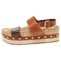 Louis Vuitton Sandali Espadrille in Tela Monogram Marrone Taglia 36.5