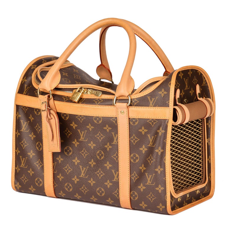 LOUIS VUITTON Brown Monogram Canvas and Vachetta Leather Sac Chien 40 Pet  Carrier at 1stDibs
