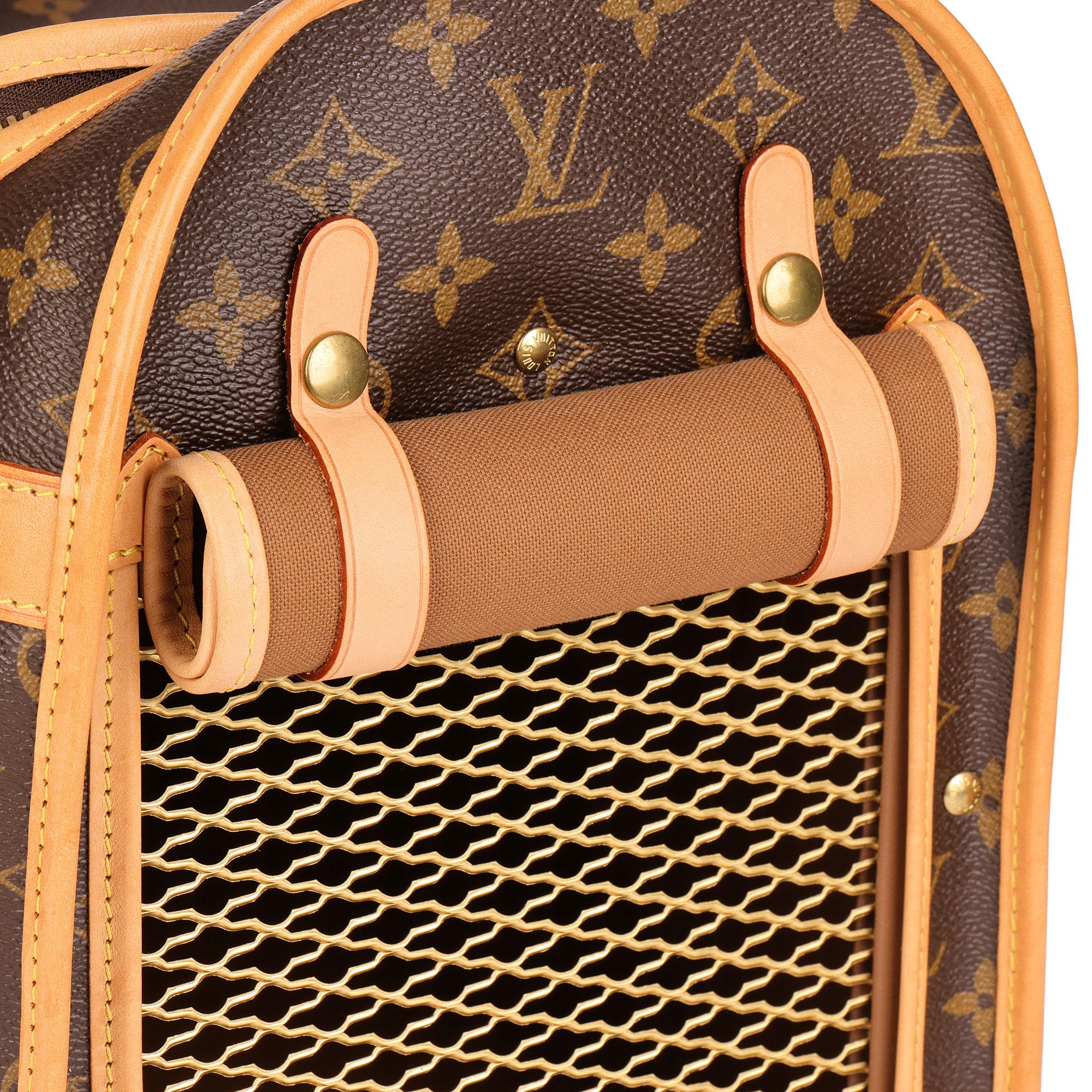 LOUIS VUITTON Brown Monogram Canvas & Vachetta Leather Sac Chien 40 Pet Carrier 1