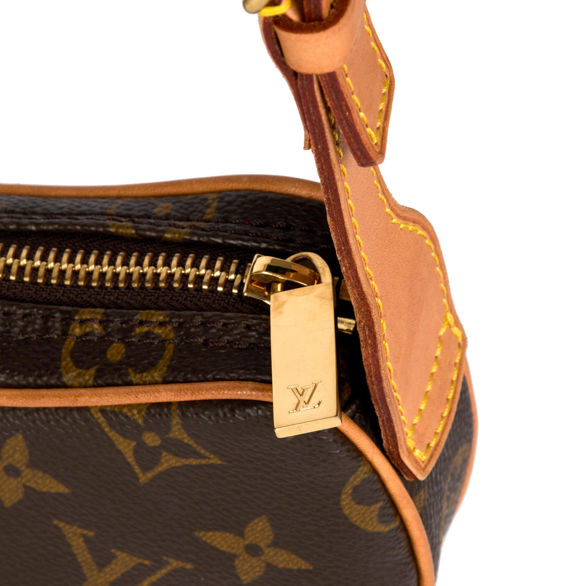 Women's LOUIS VUITTON Brown Monogram Canvas & Vachetta Leather Vintage Croissant PM