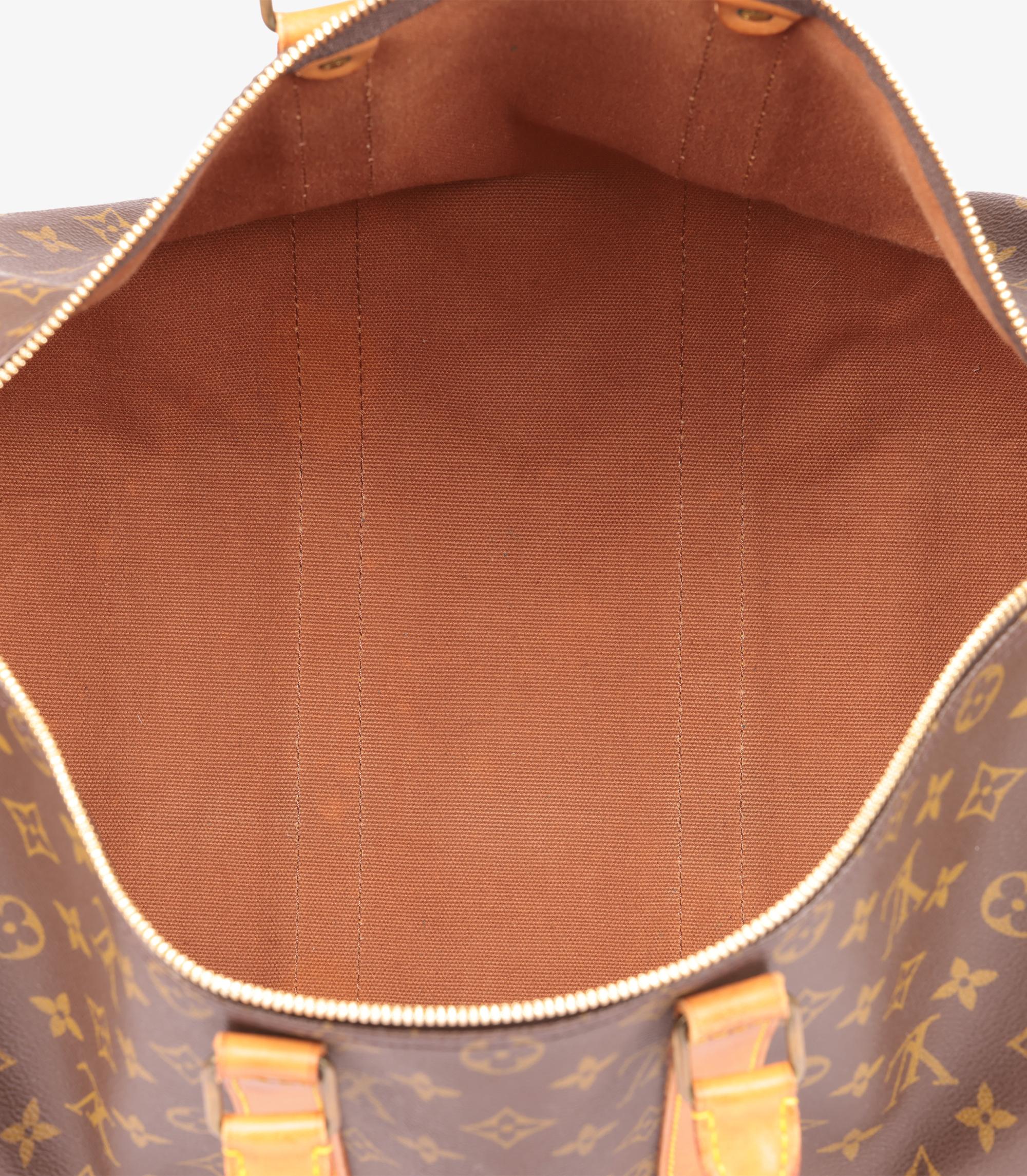Louis Vuitton Braun Monogram Canvas & Vachetta Vintage Keepall 45 Bandoulière im Angebot 6