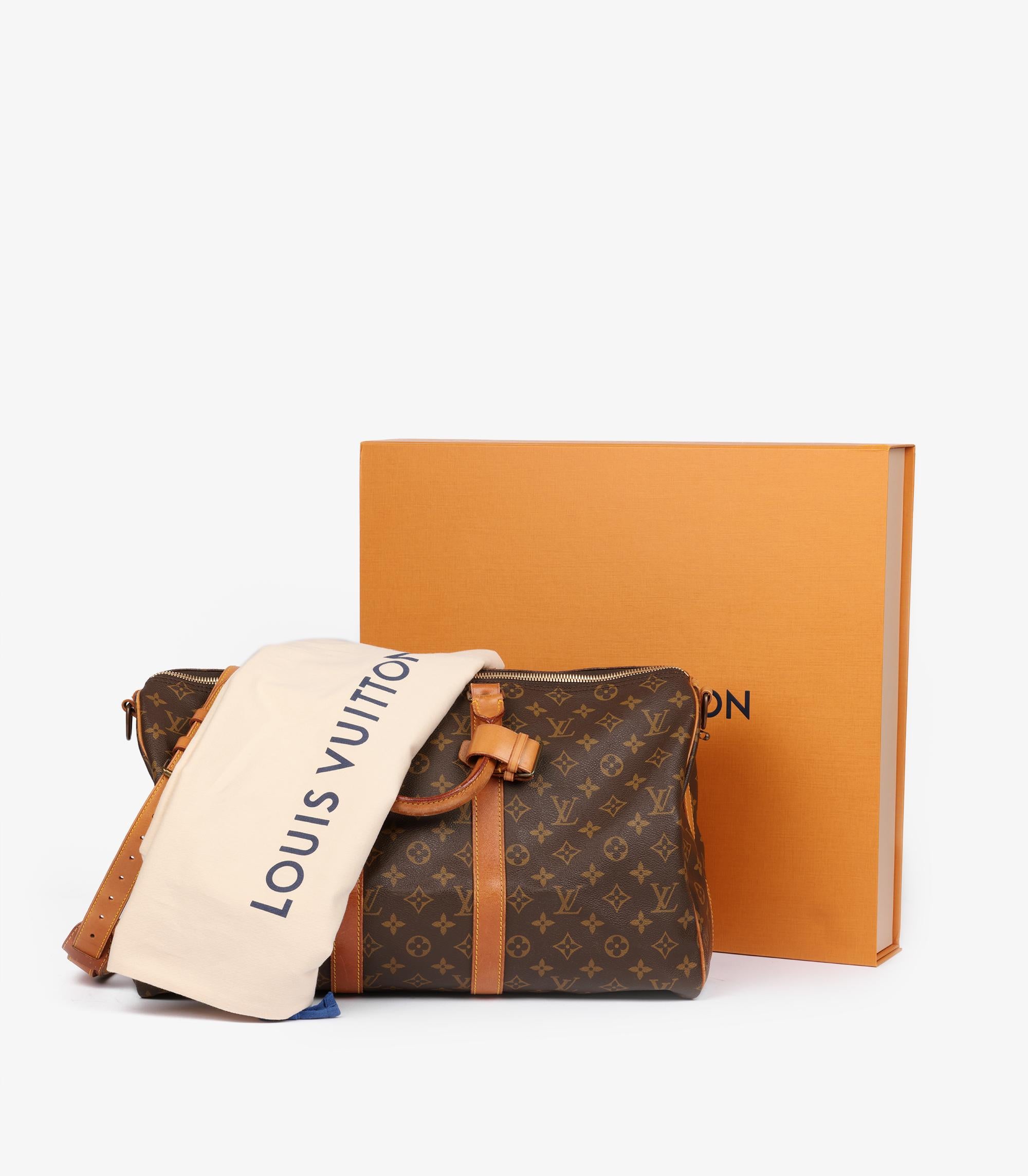 Louis Vuitton Braun Monogram Canvas & Vachetta Vintage Keepall 45 Bandoulière im Angebot 7