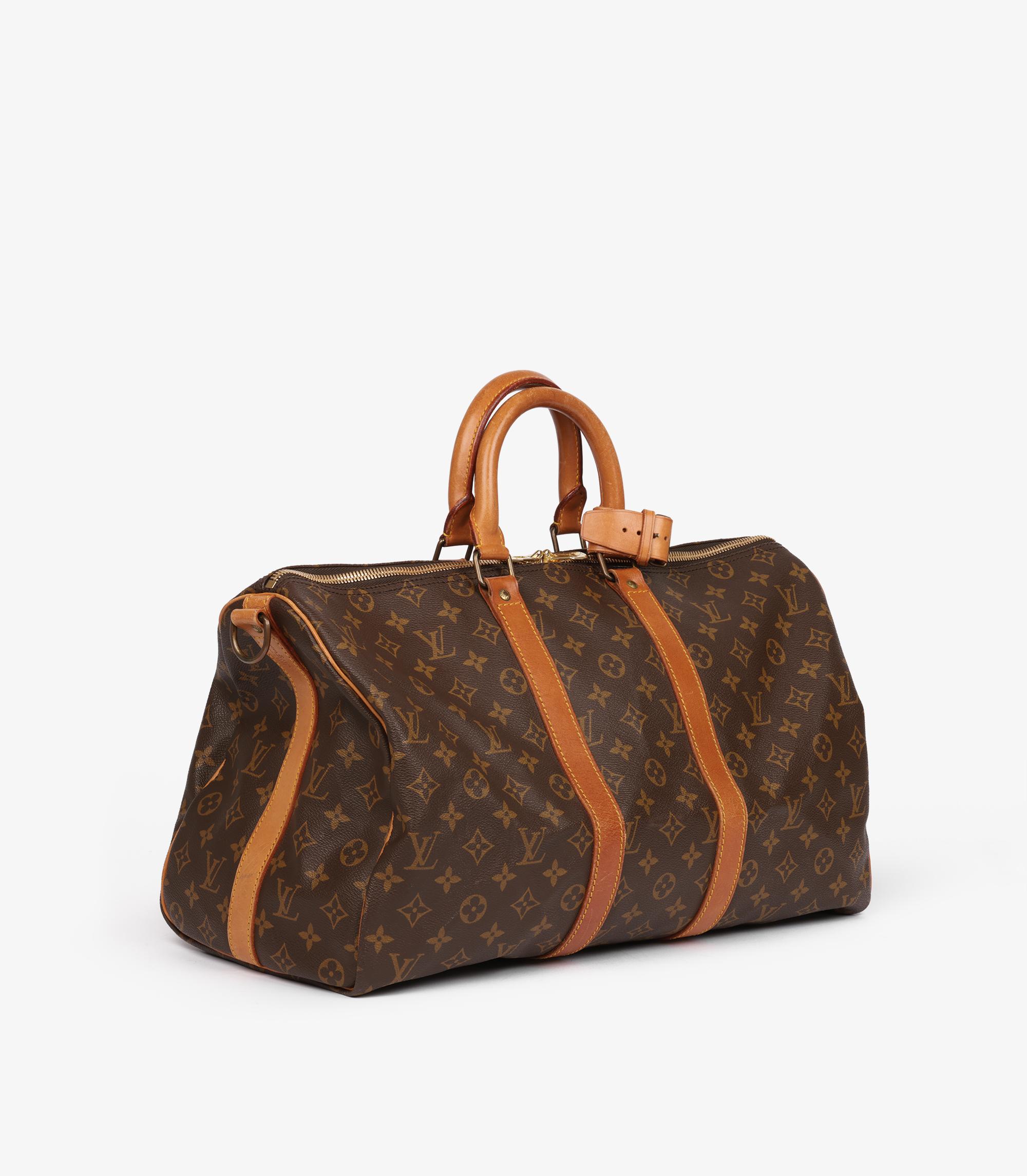 Louis Vuitton Braun Monogram Canvas & Vachetta Vintage Keepall 45 Bandoulière im Zustand „Gut“ im Angebot in Bishop's Stortford, Hertfordshire