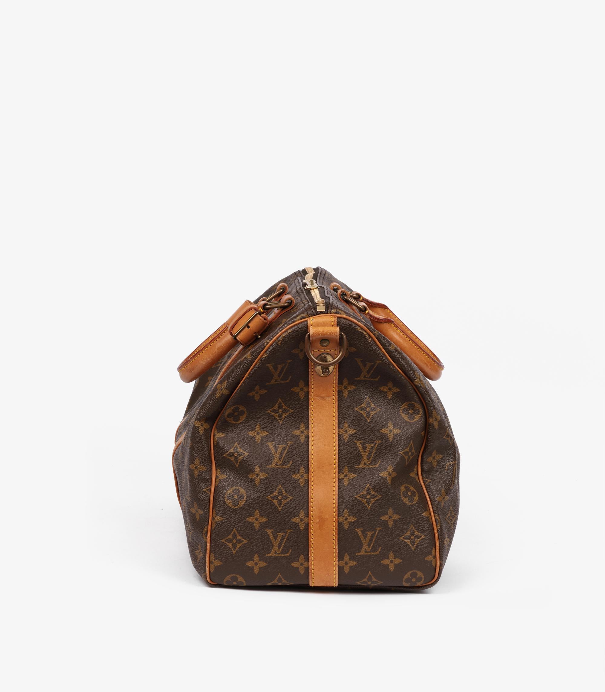 Louis Vuitton Braun Monogram Canvas & Vachetta Vintage Keepall 45 Bandoulière im Angebot 2