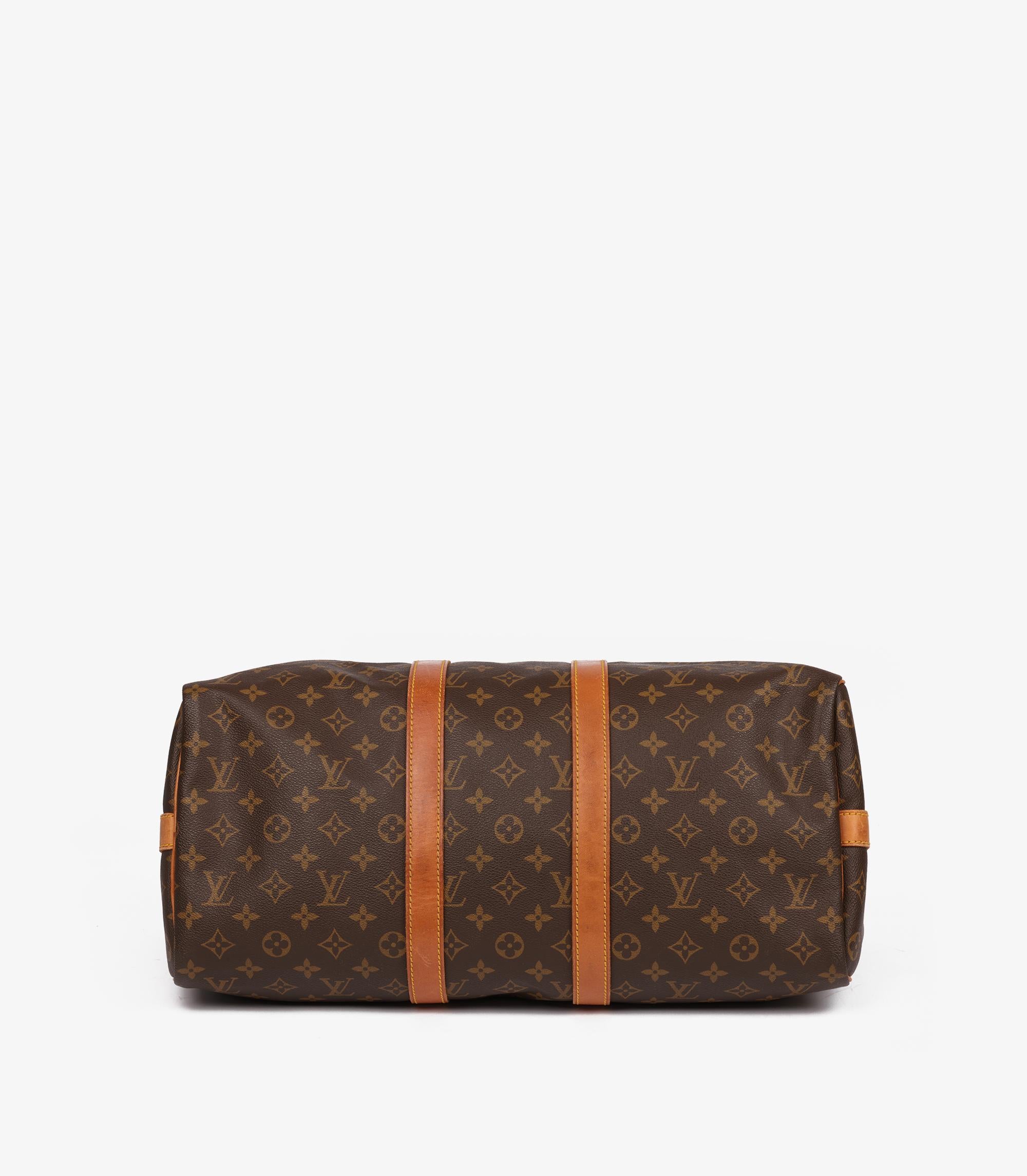 Louis Vuitton Braun Monogram Canvas & Vachetta Vintage Keepall 45 Bandoulière im Angebot 3