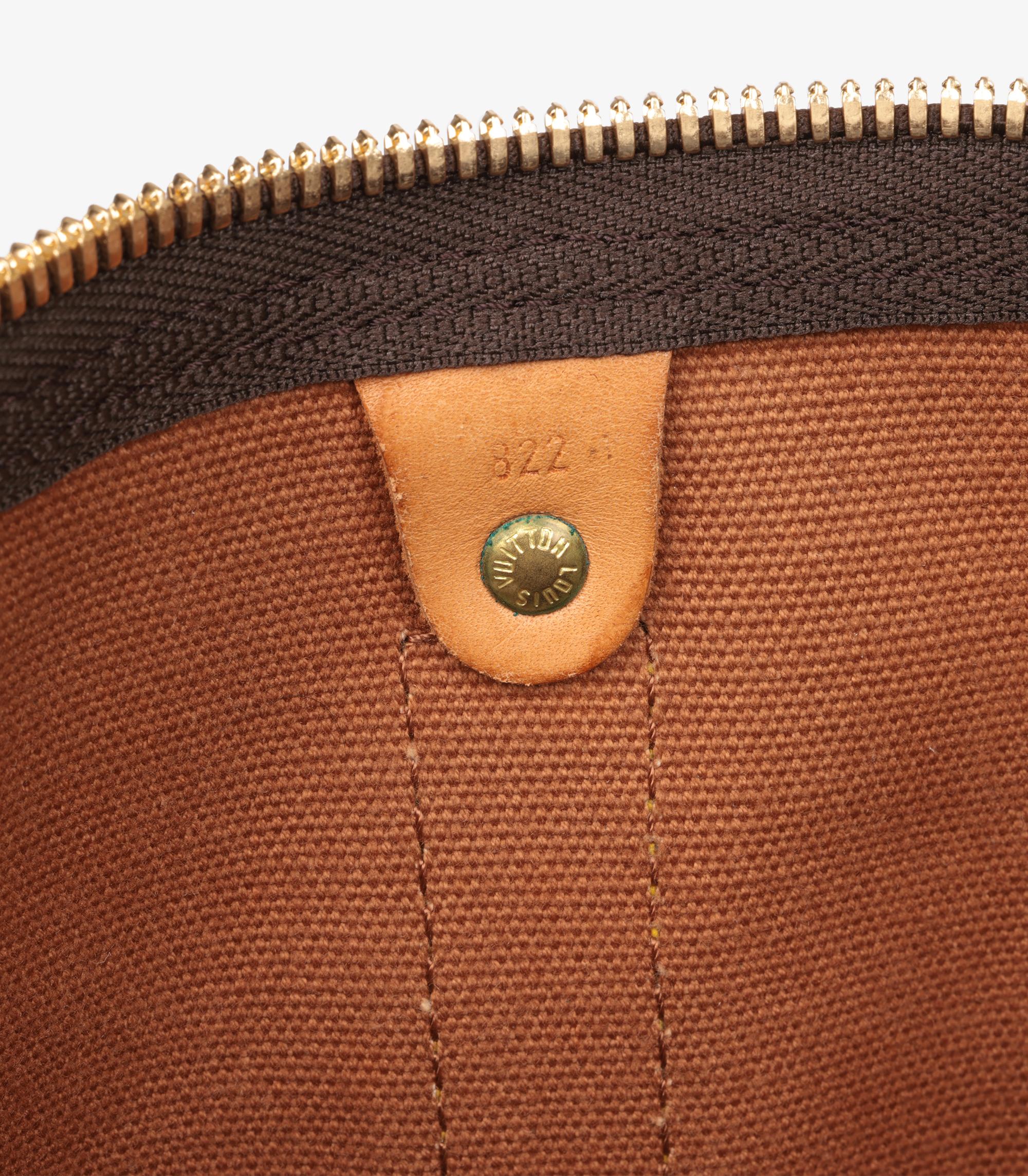 Louis Vuitton Braun Monogram Canvas & Vachetta Vintage Keepall 45 Bandoulière im Angebot 5