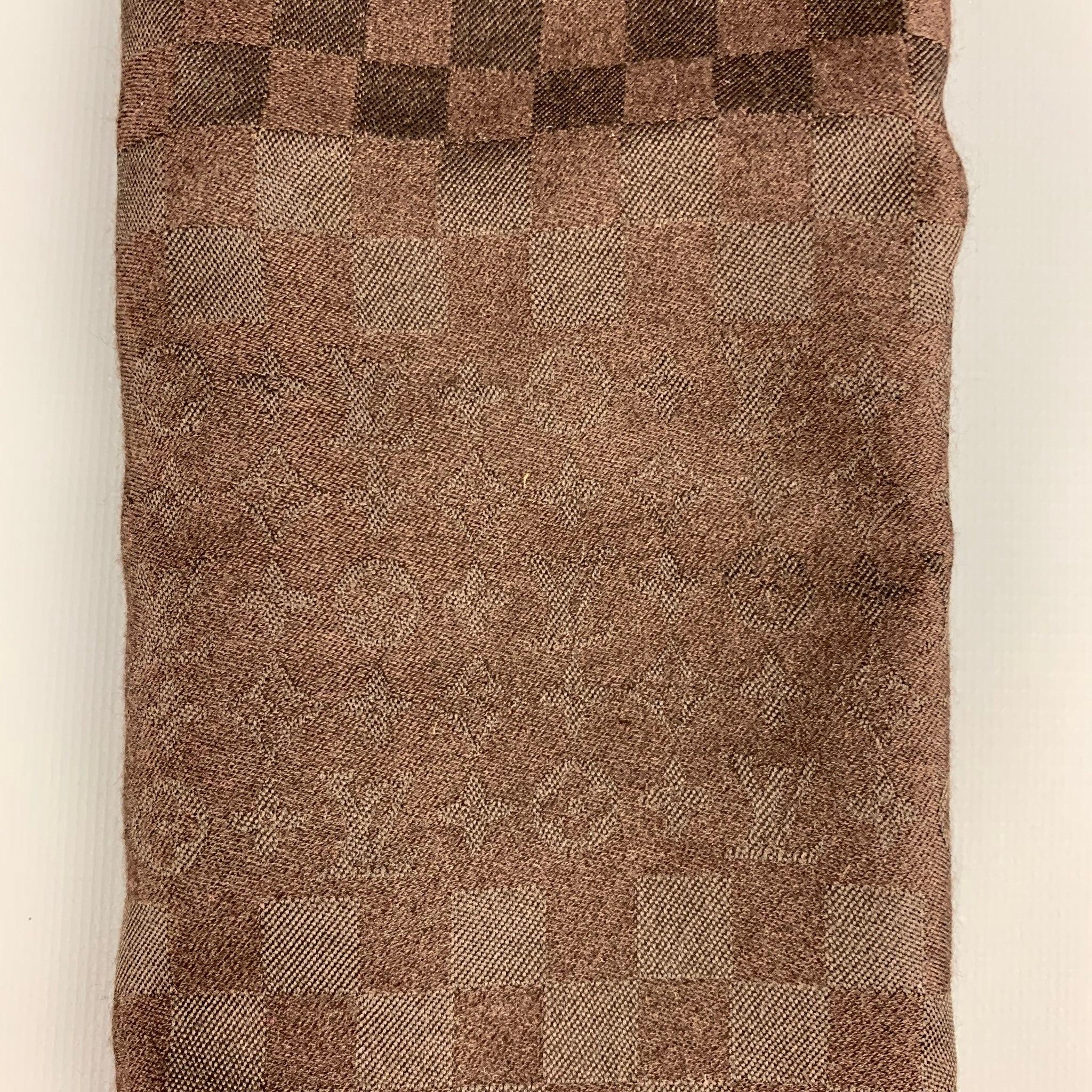 LOUIS VUITTON Brown Monogram Cashmere Silk Scarves In Good Condition For Sale In San Francisco, CA