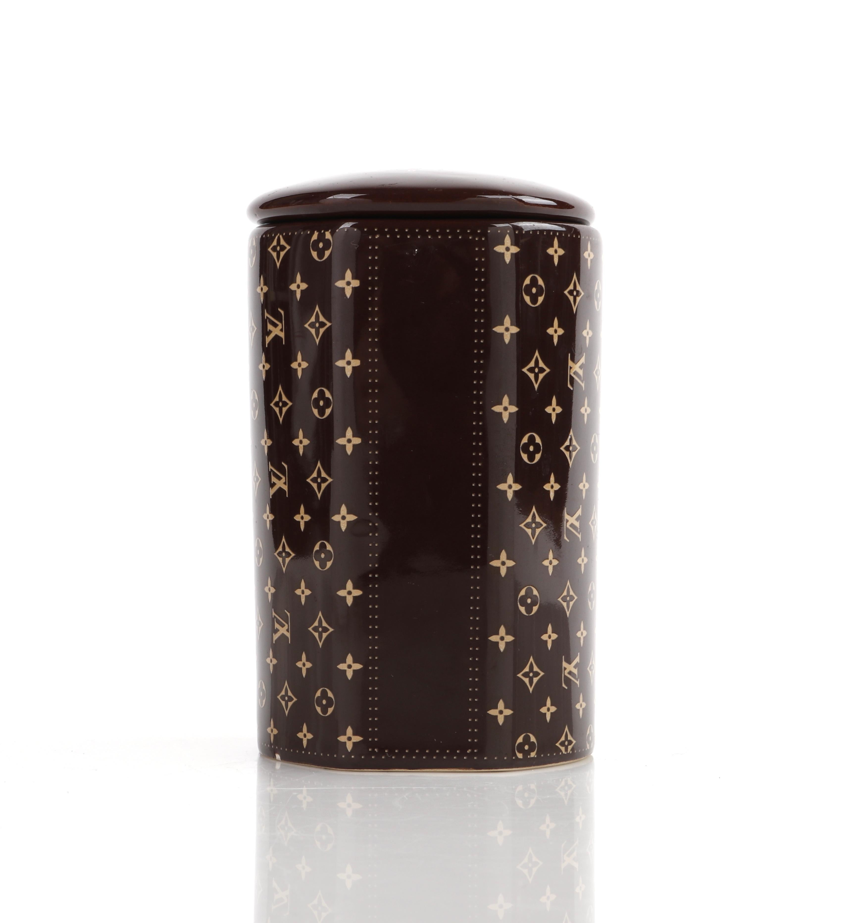 LOUIS VUITTON Brown Monogram Ceramic Coffee Tea Cup Mug RARE 1