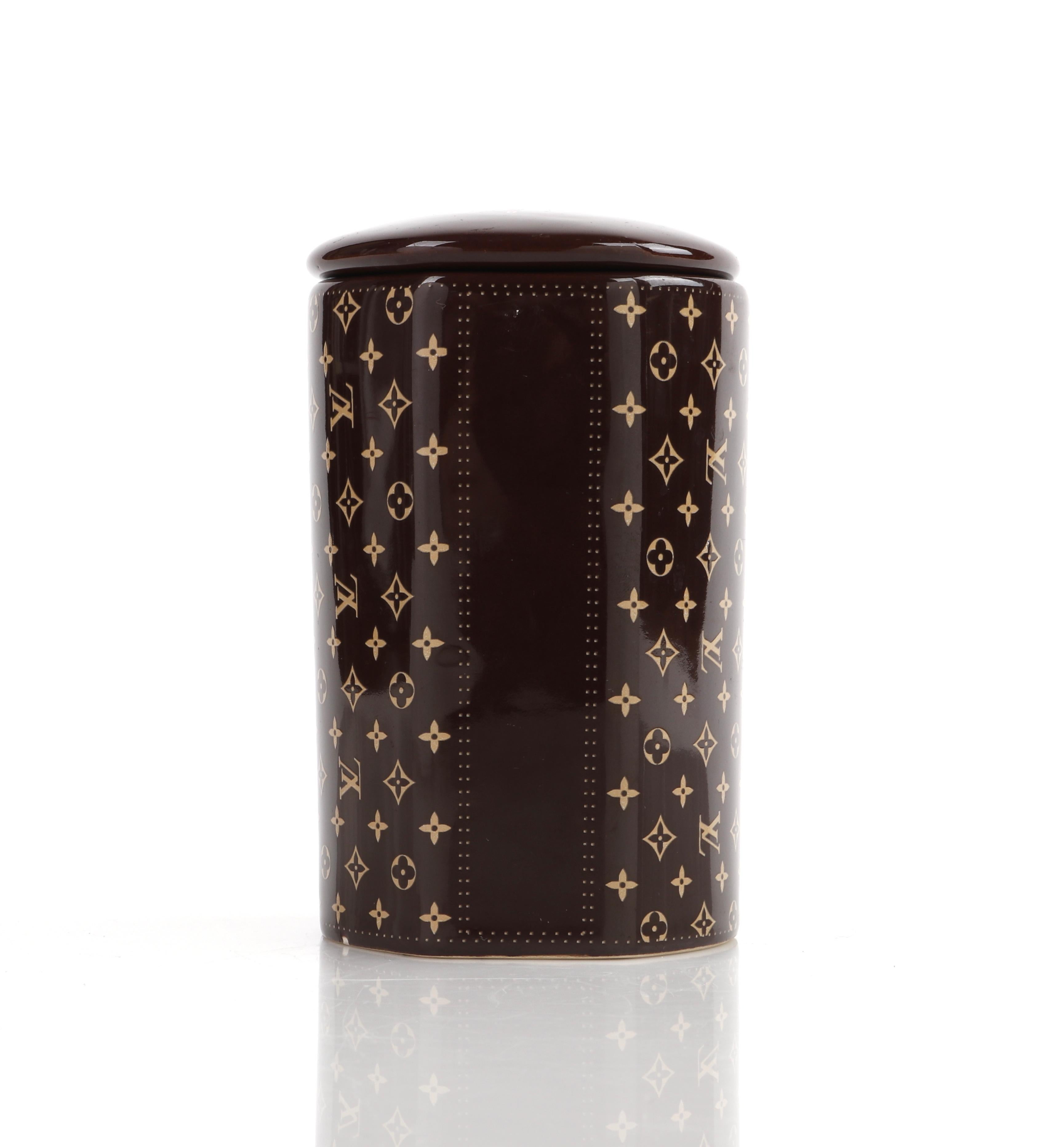 LOUIS VUITTON Brown Monogram Ceramic Coffee Tea Cup Mug RARE  1