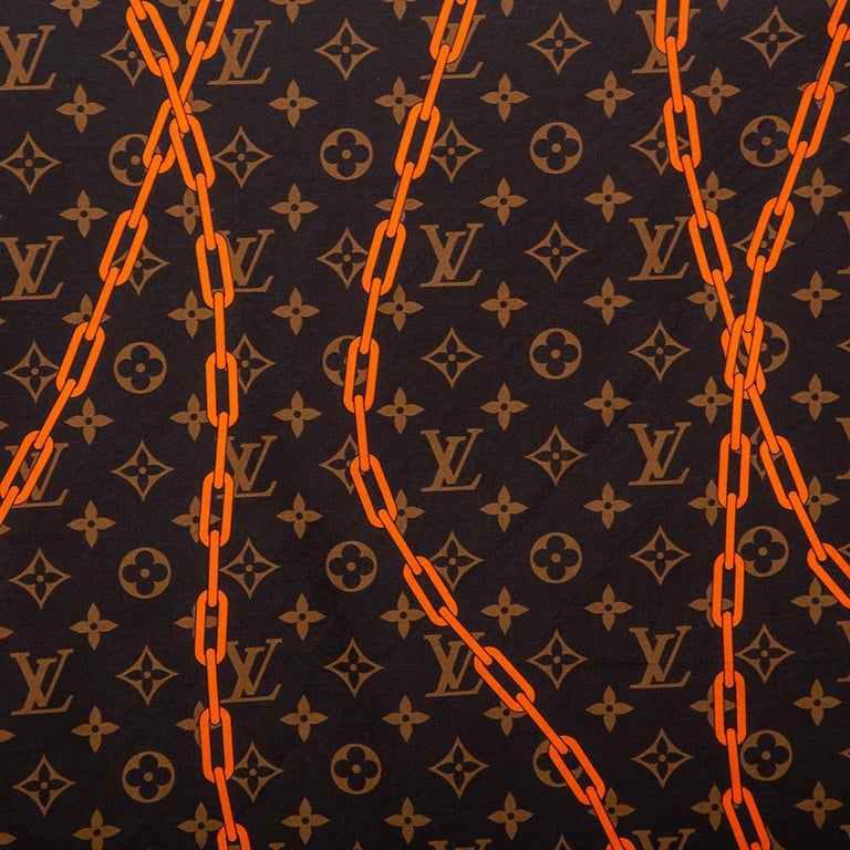 Louis Vuitton Brown Monogram Chain Link Printed Cotton Bandana at