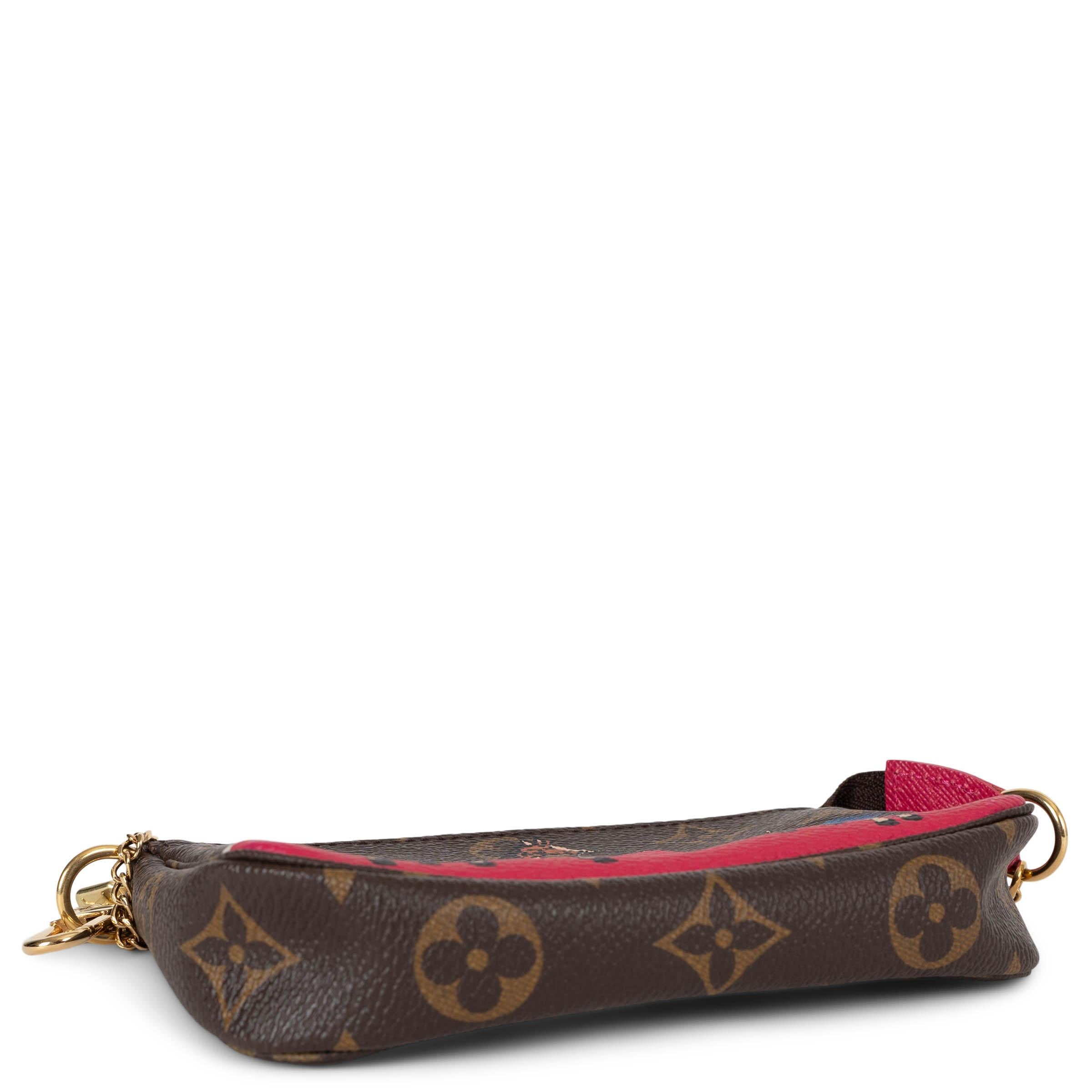 LOUIS VUITTON braun Monogramm Weihnachten 2017 GIRAFFES MINI POCHETTE Tasche Damen im Angebot