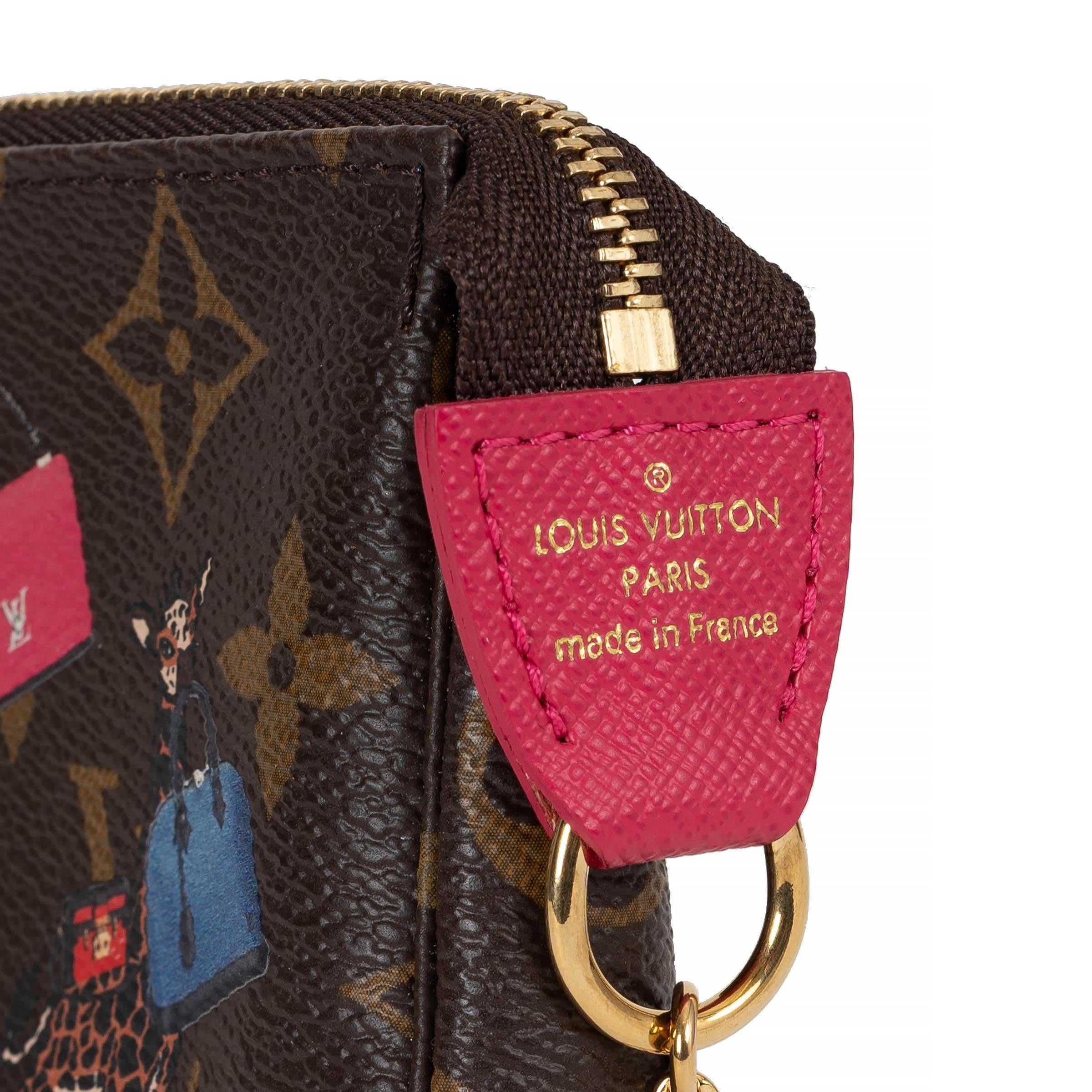 LOUIS VUITTON braun Monogramm Weihnachten 2017 GIRAFFES MINI POCHETTE Tasche im Angebot 2