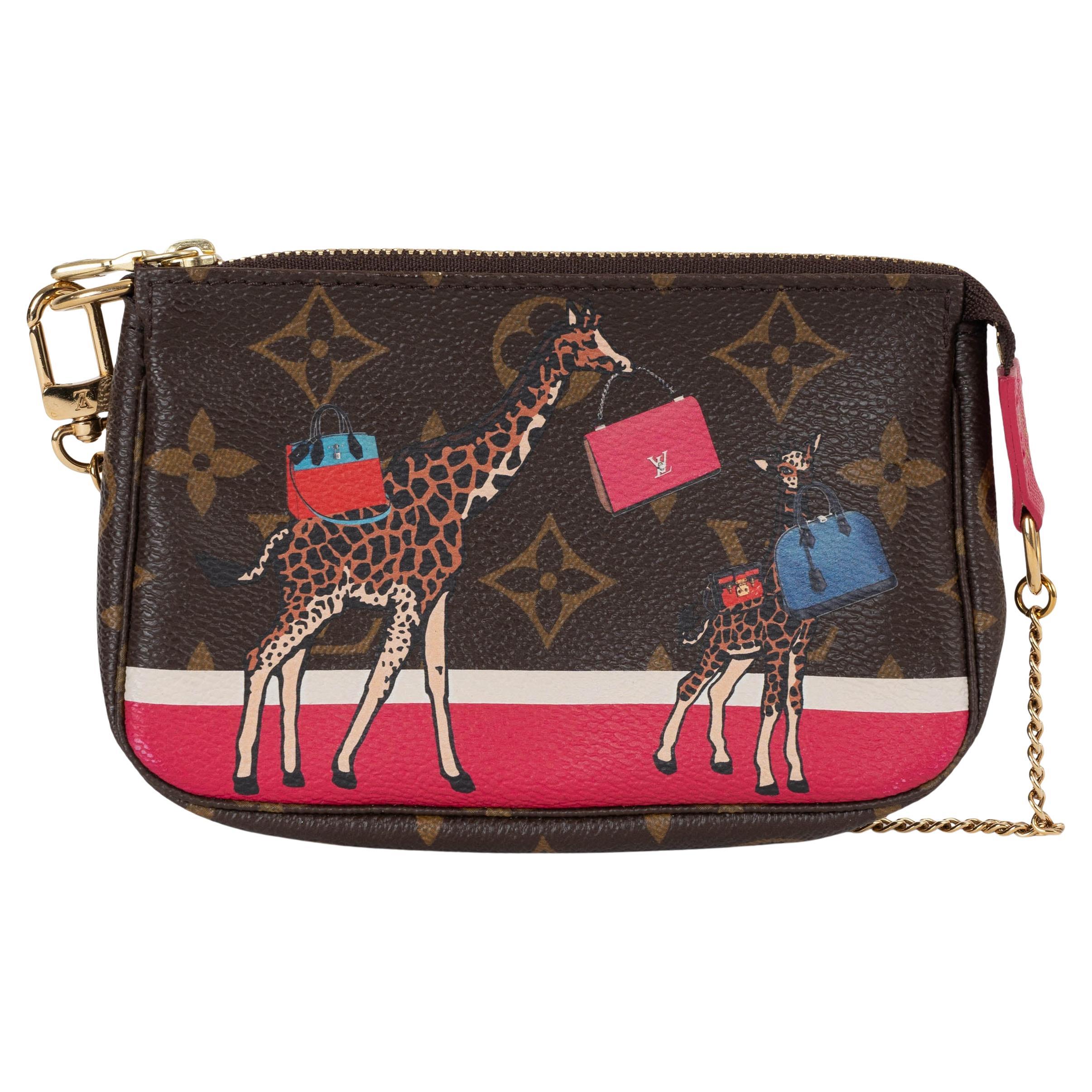 Borsa LOUIS VUITTON marrone Monogram Natale 2017 GIRAFFES MINI POCHETTE