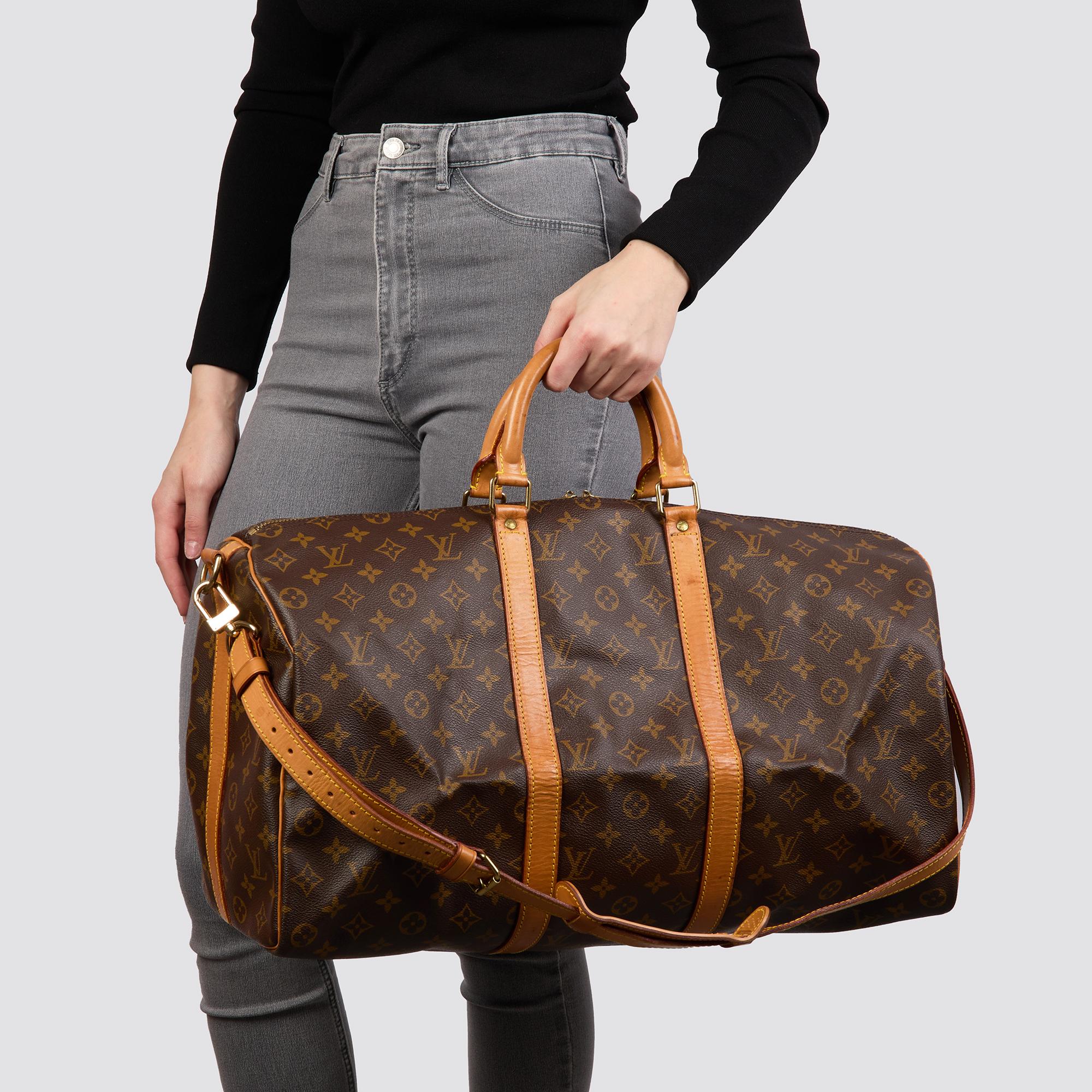 LOUIS VUITTON Brown Monogram Coated Canvas and Vachetta Leather Vintage Keepall  8