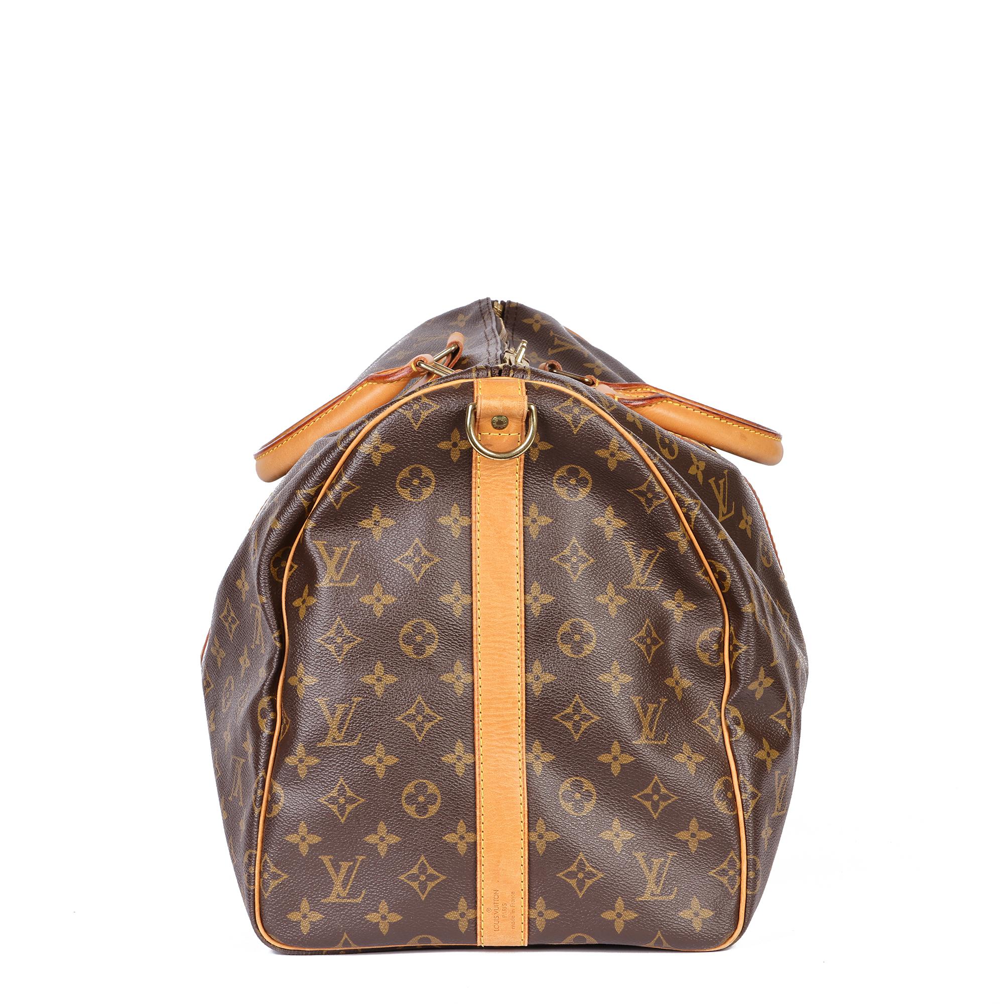 Women's LOUIS VUITTON Brown Monogram Coated Canvas and Vachetta Leather Vintage Keepall 