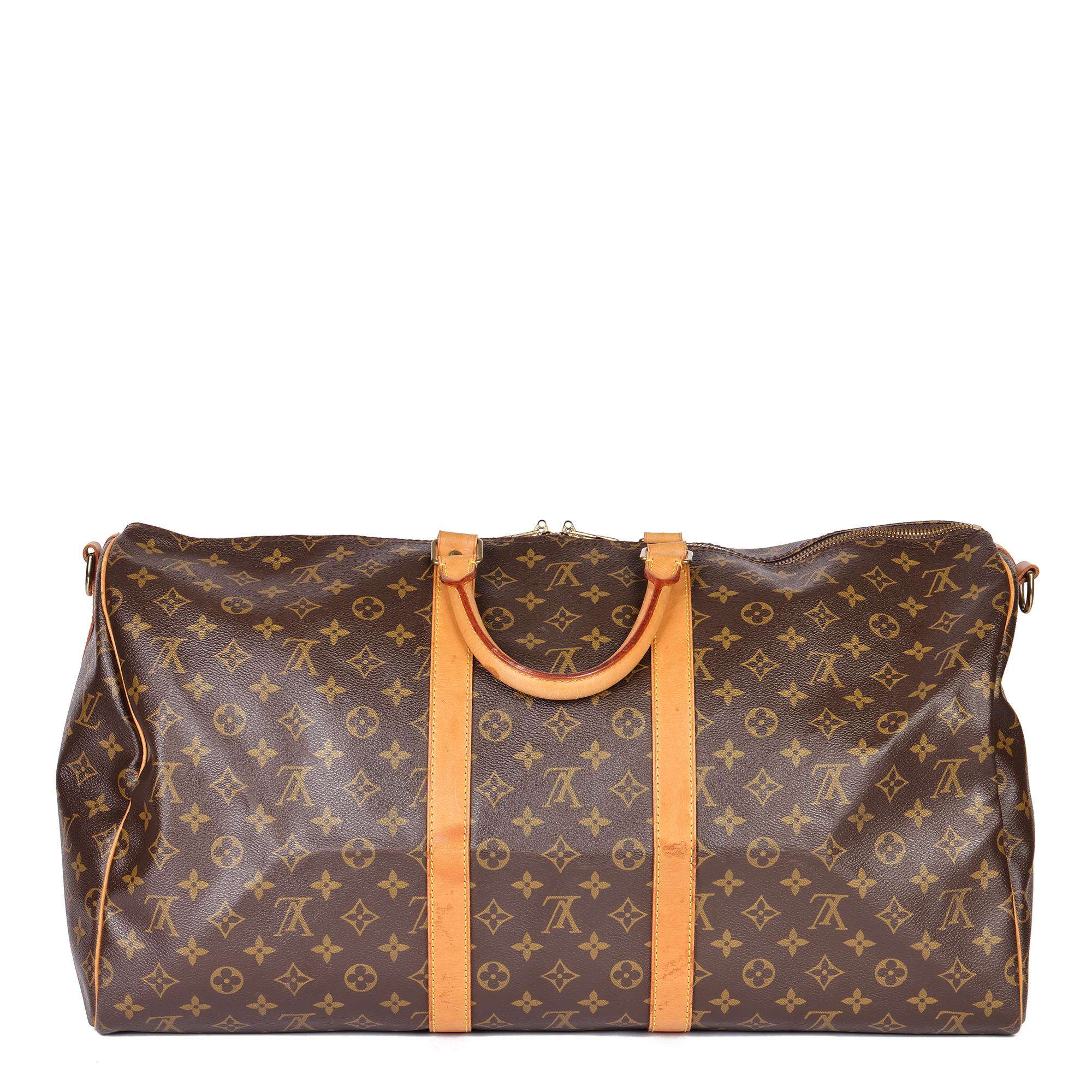 LOUIS VUITTON Brown Monogram Coated Canvas and Vachetta Leather Vintage Keepall  1