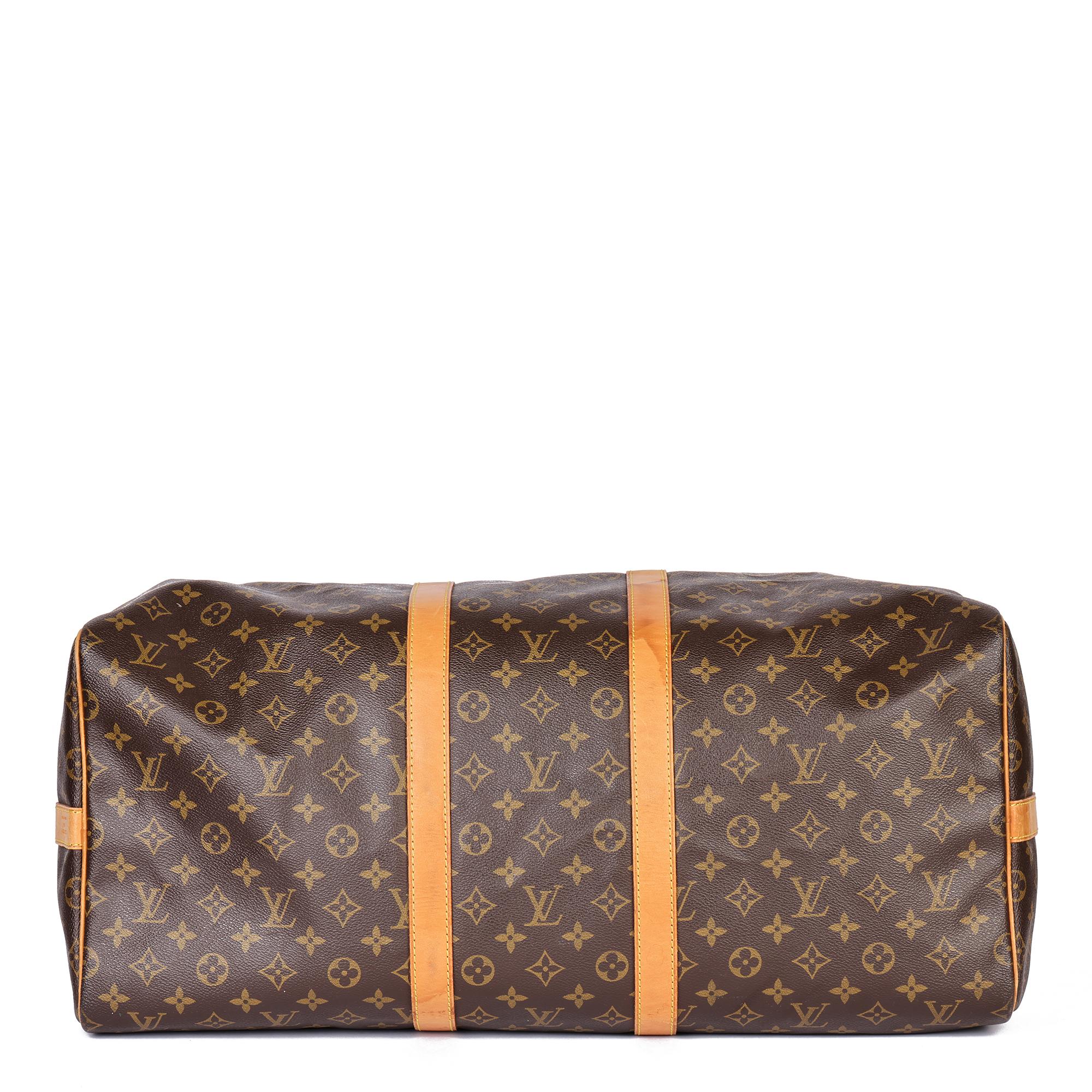 LOUIS VUITTON Brown Monogram Coated Canvas and Vachetta Leather Vintage Keepall  2