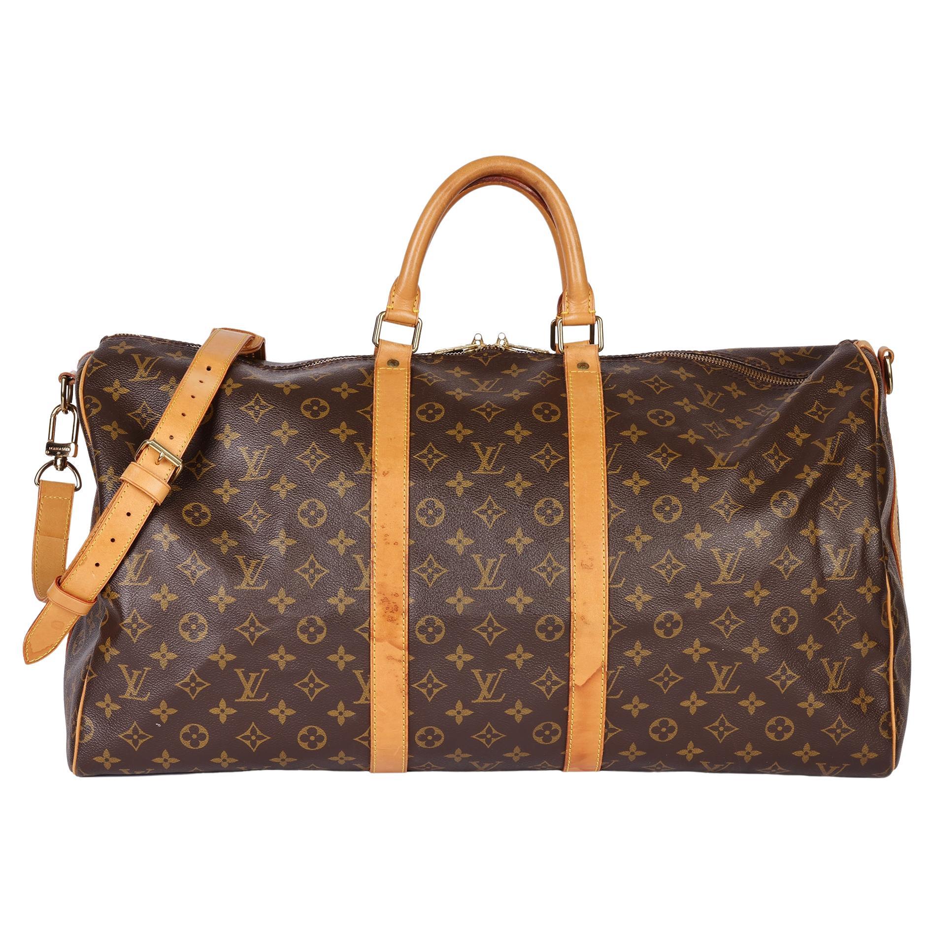 LOUIS VUITTON Brown Monogram Coated Canvas and Vachetta Leather Vintage Keepall 