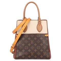 Louis Vuitton Lienzo Estucado Monograma Marrón y Piel de Becerro Beige, Marrón y Naranja