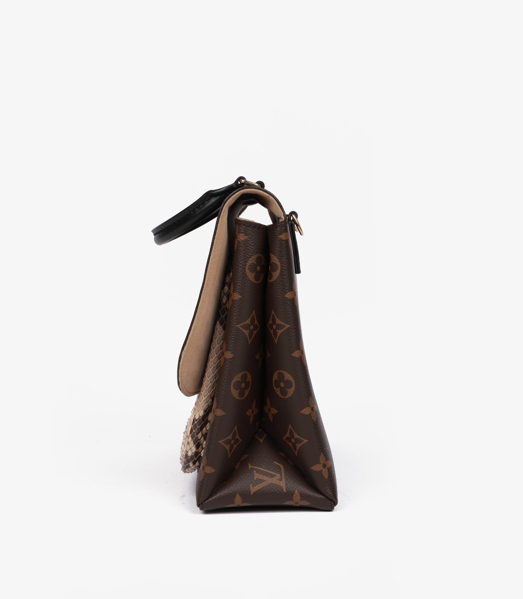 Louis Vuitton Brown Monogram Coated Canvas & Beige Python Leather Marignan in vendita 1