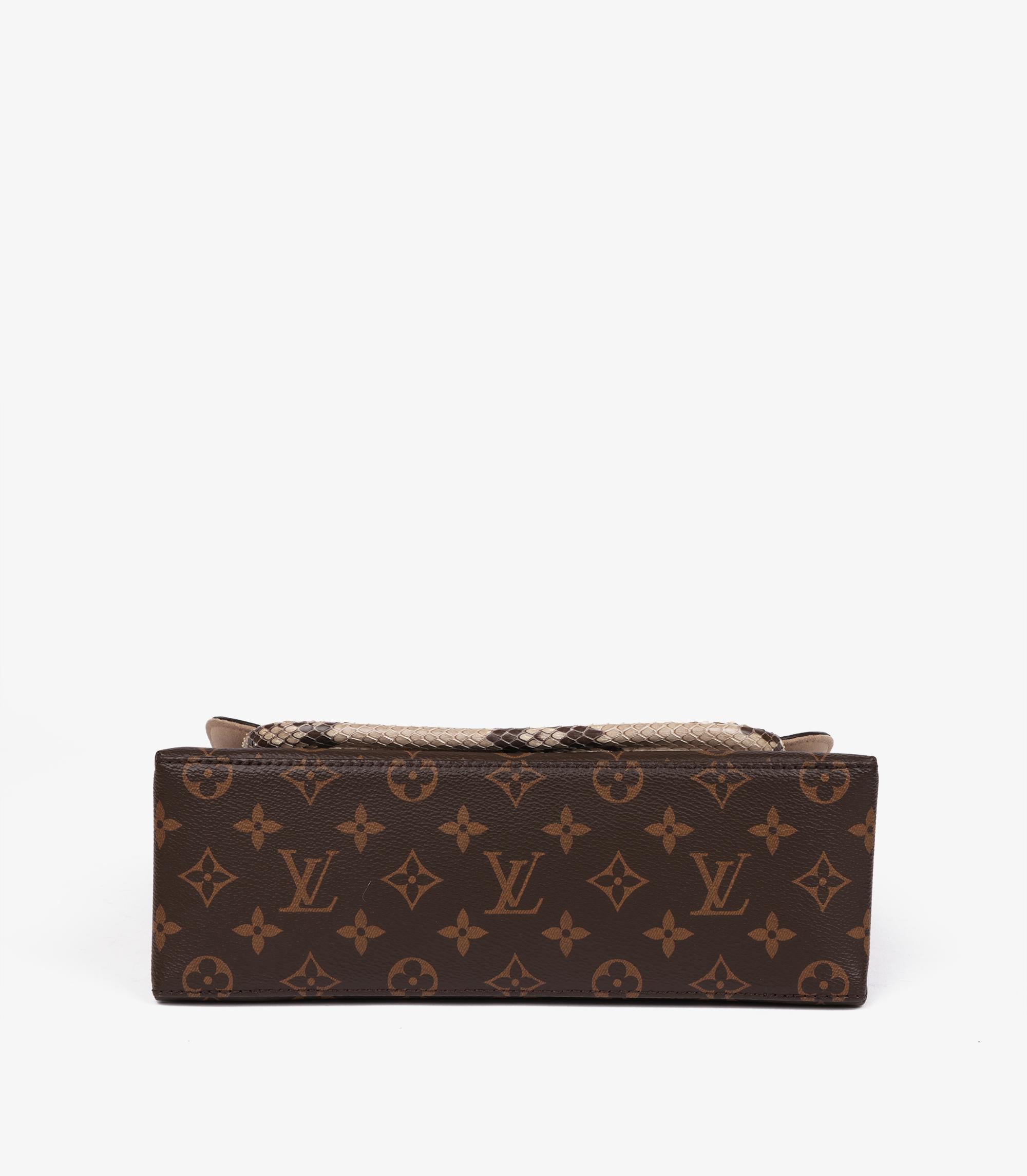 Louis Vuitton Brown Monogram Coated Canvas & Beige Python Leather Marignan in vendita 2