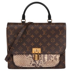 Louis Vuitton Brown Monogram Coated Canvas & Beige Python Leather Marignan