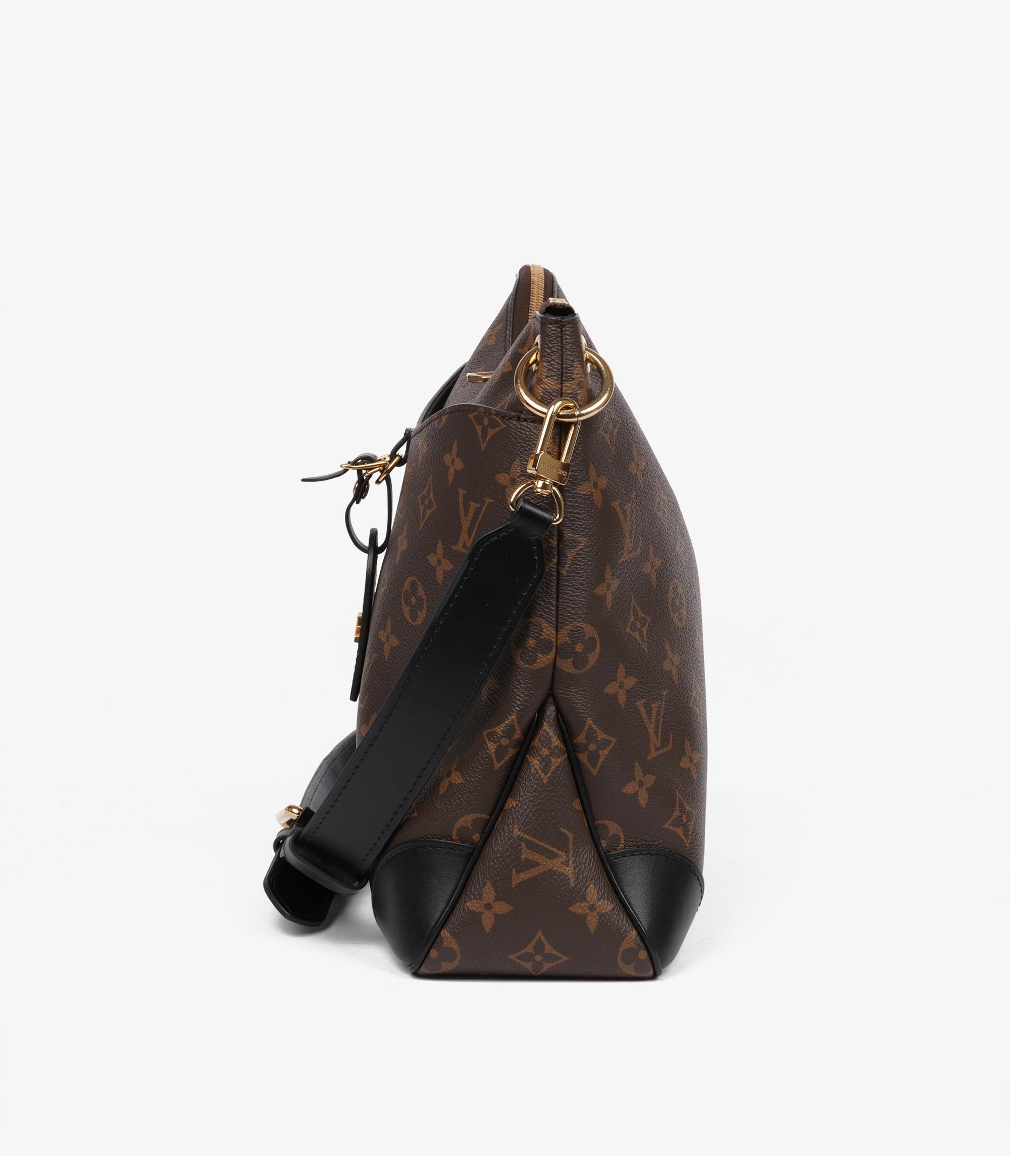 Louis Vuitton Brown Monogram Coated Canvas & Black Calfskin Leather Odeon MM 1