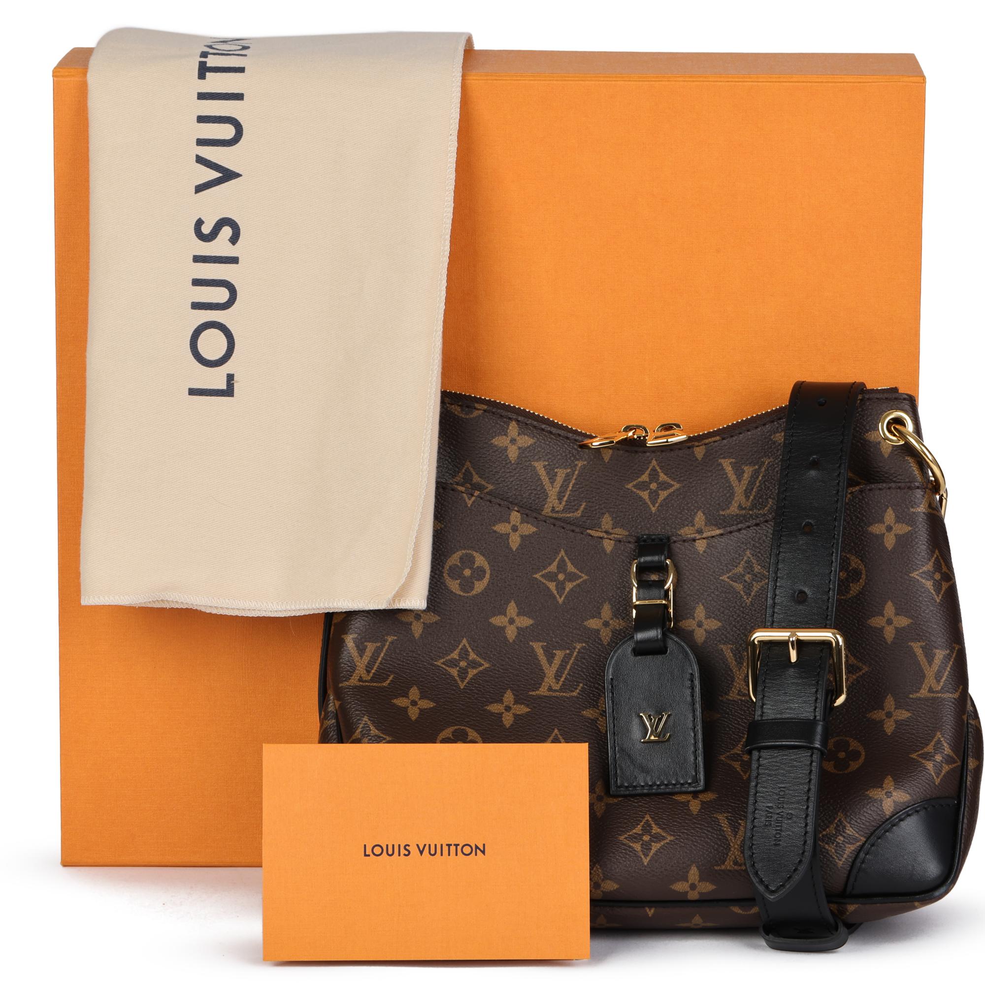 Louis Vuitton BROWN MONOGRAM COATED CANVAS & BLACK CALFSKIN LEATHER ODEON PM 6