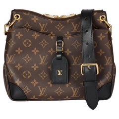 Louis Vuitton BROWN MONOGRAM COATED CANVAS & BLACK CALFSKIN LEATHER ODEON PM